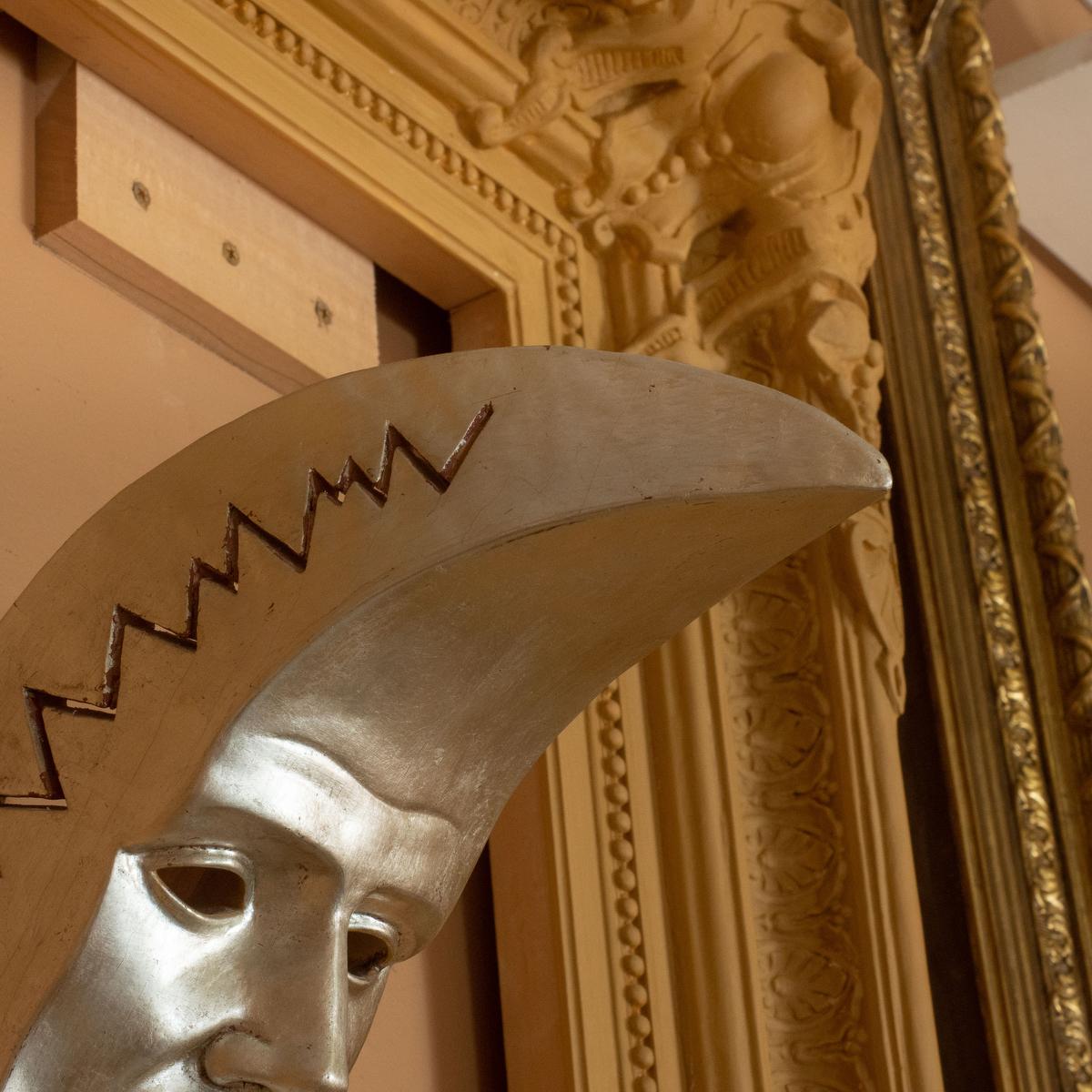 Contemporary Giltwood Crescent Moon Wall Sculpture by Carlos Villegas For Sale