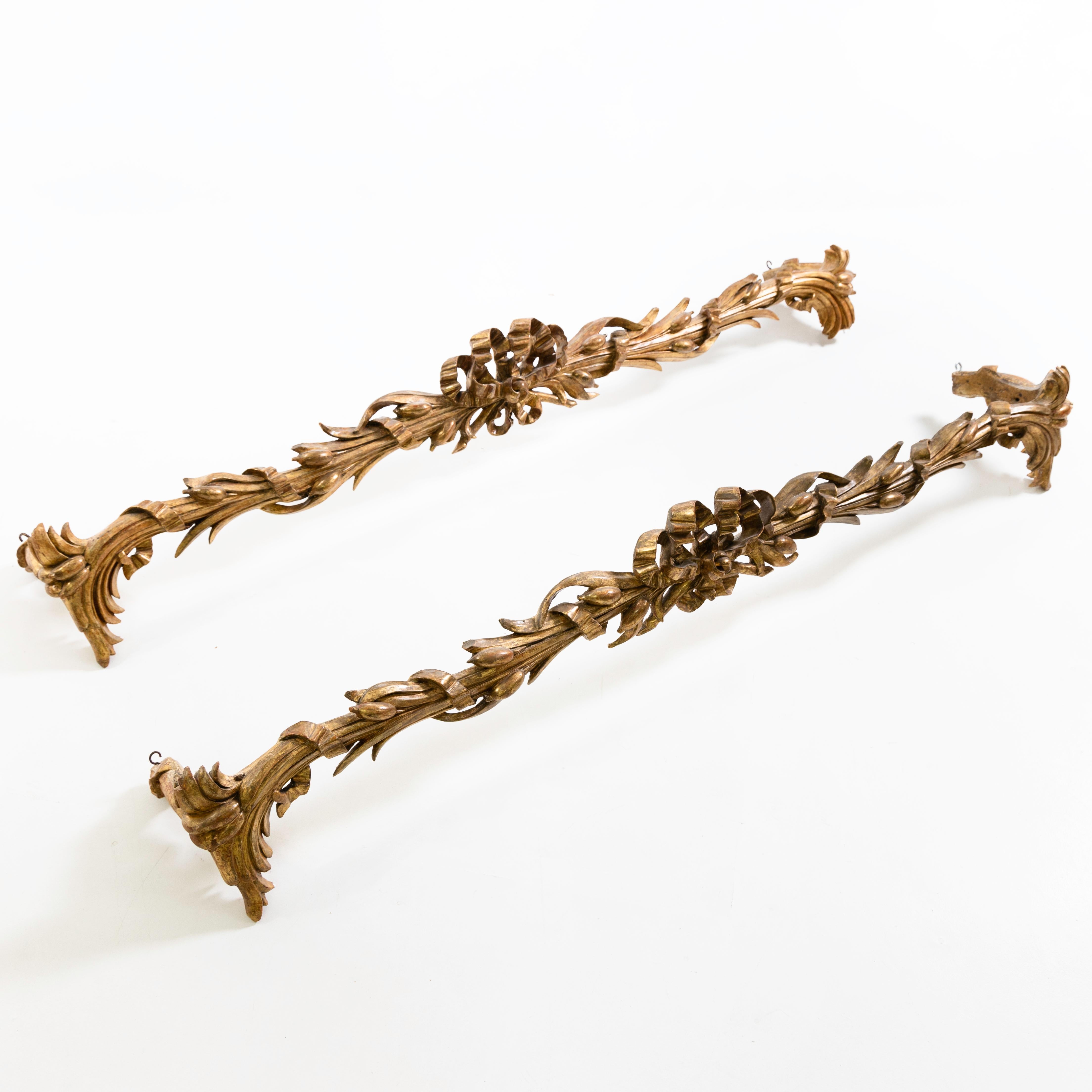 Italian Giltwood Curtain Rods, Italy, 19th Century For Sale