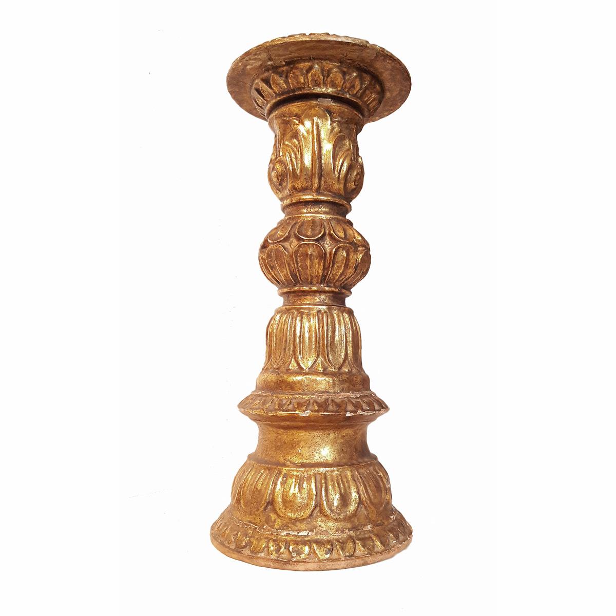 Indian Giltwood Decorative Candlestick For Sale