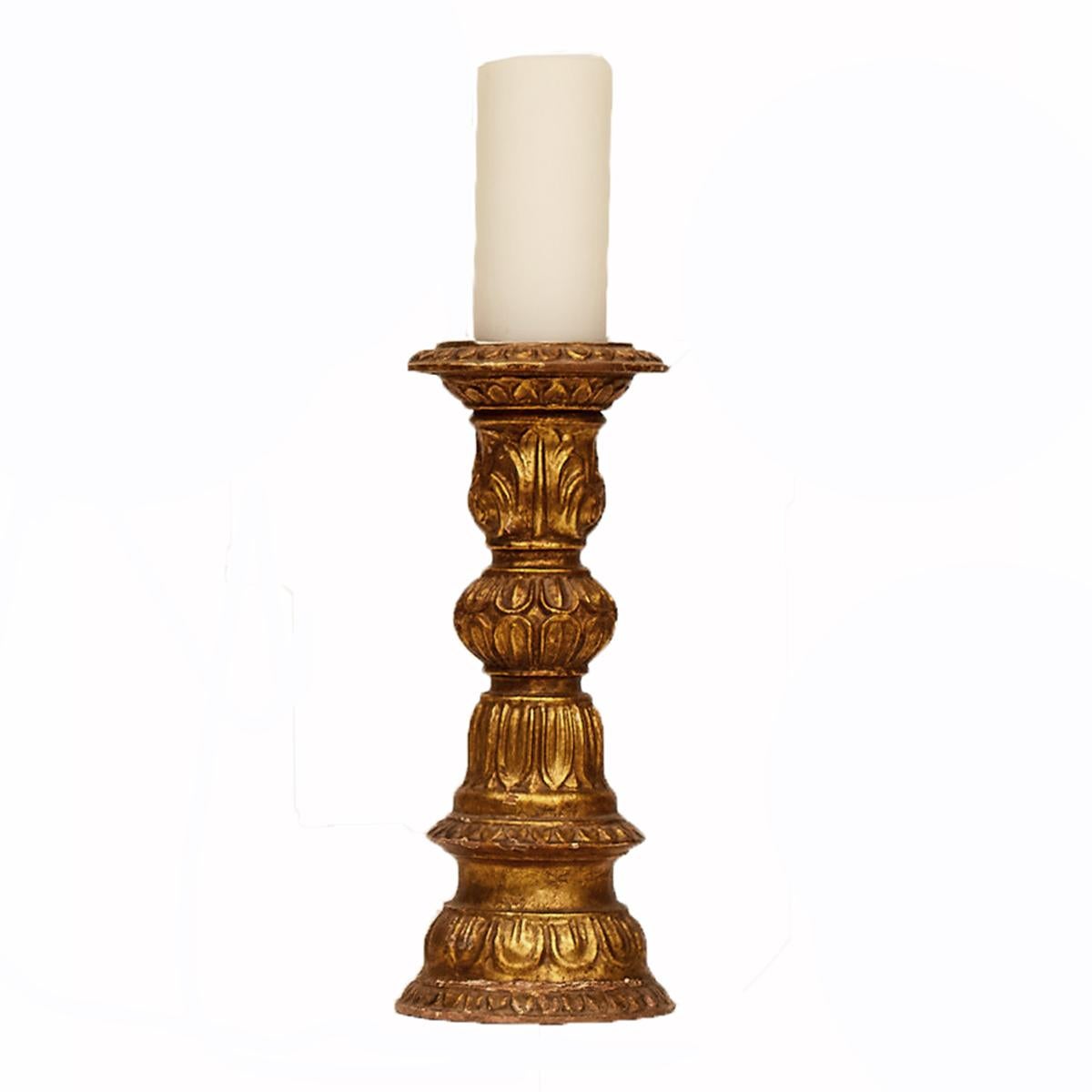 Dekorativer Kerzenständer aus vergoldetem Holz im Angebot 1