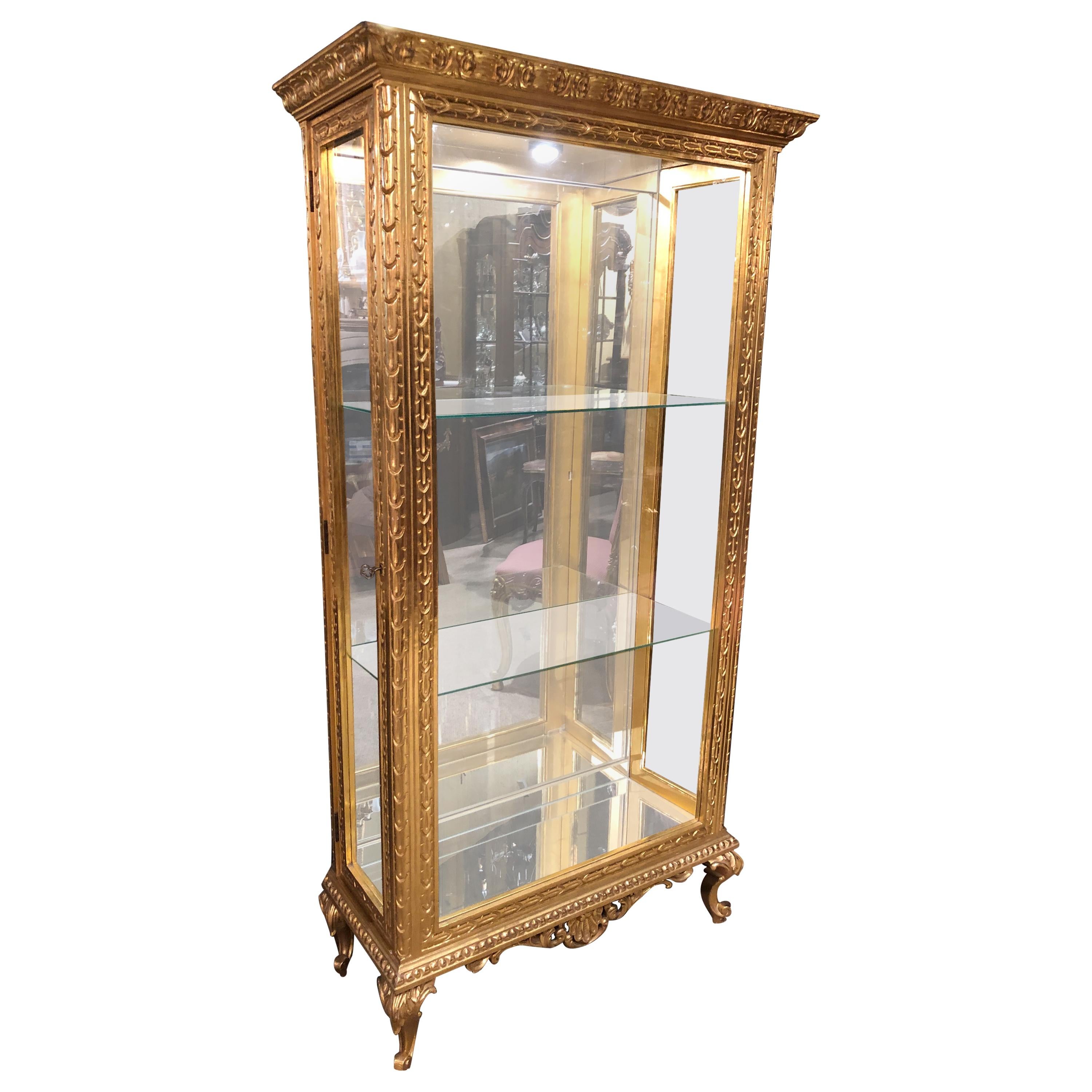Giltwood Display Cabinet, Louis XV Style