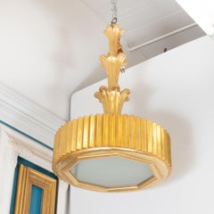 Giltwood Drum-Shaped Pendant by Carlos Villegas
