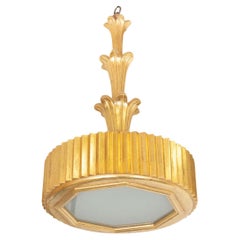 Giltwood Drum-Shaped Pendant by Carlos Villegas