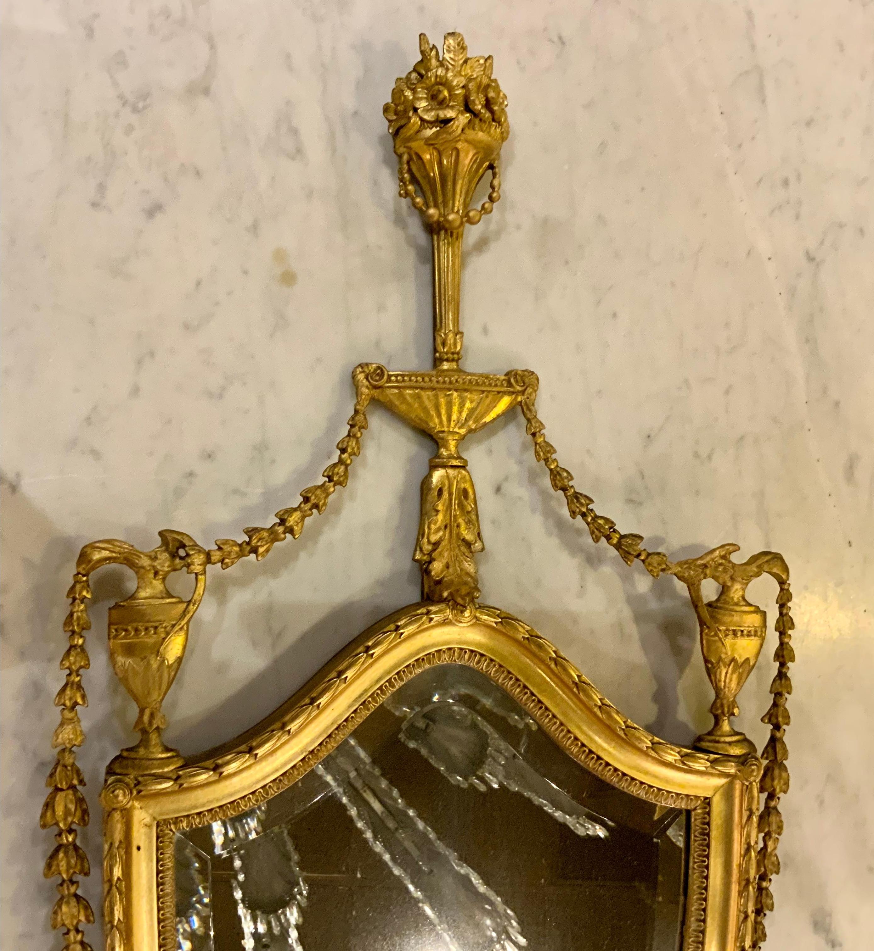 19th Century Giltwood Edwardian Shield Form Mirror in the Adam Taste For Sale