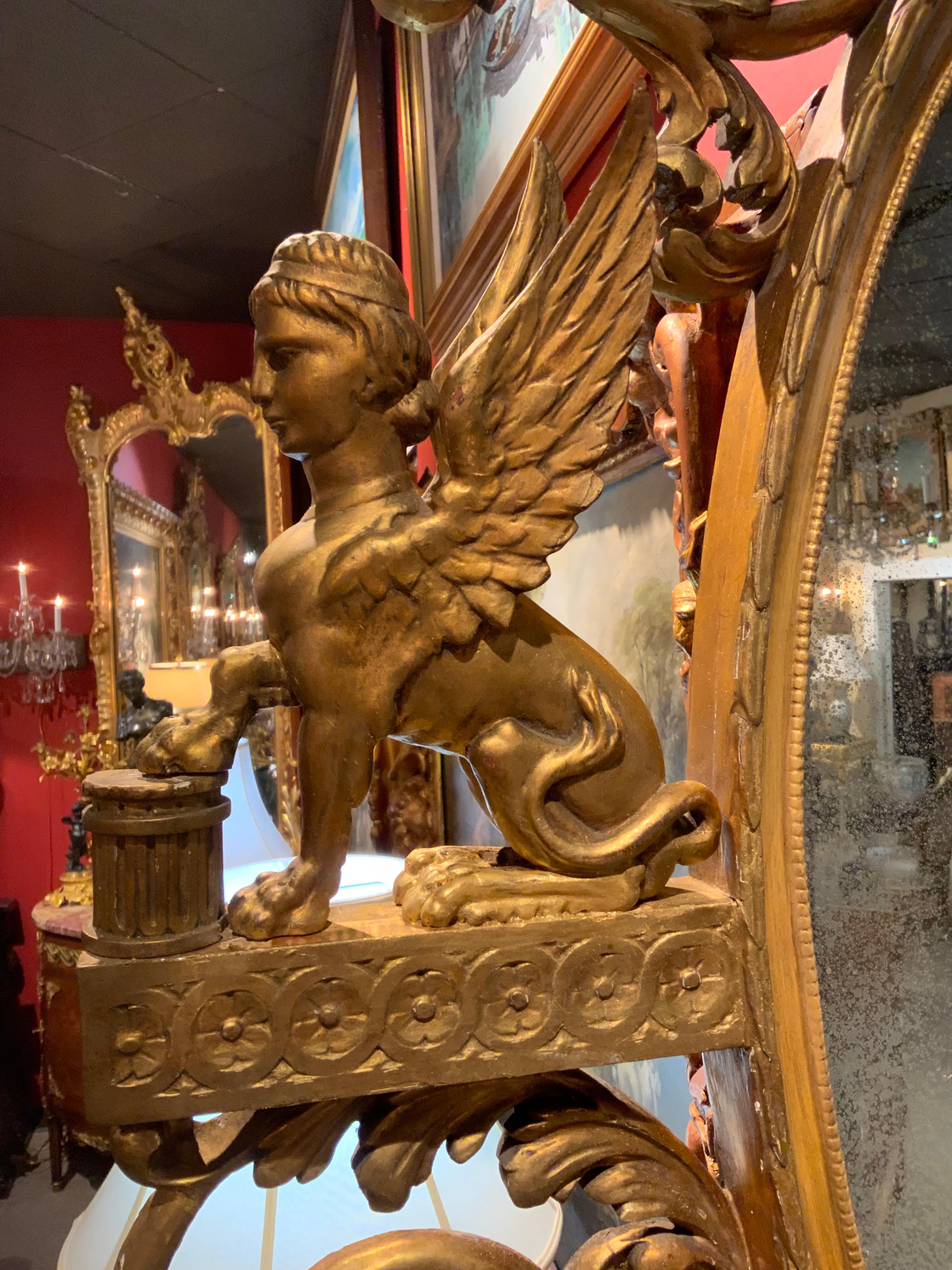 Miroir Empire en bois doré C.I.C. en vente 3