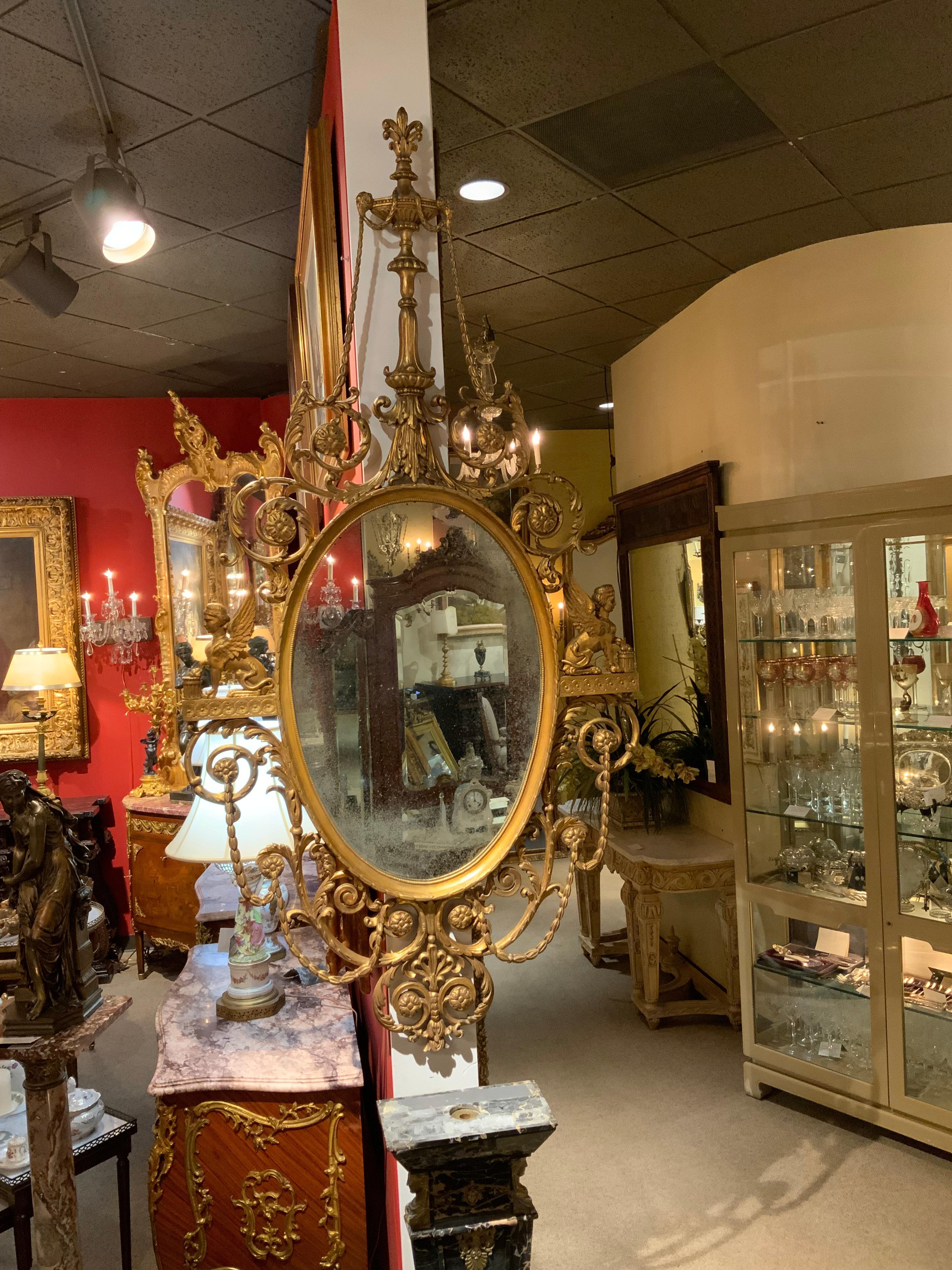 Miroir Empire en bois doré C.I.C. en vente 5
