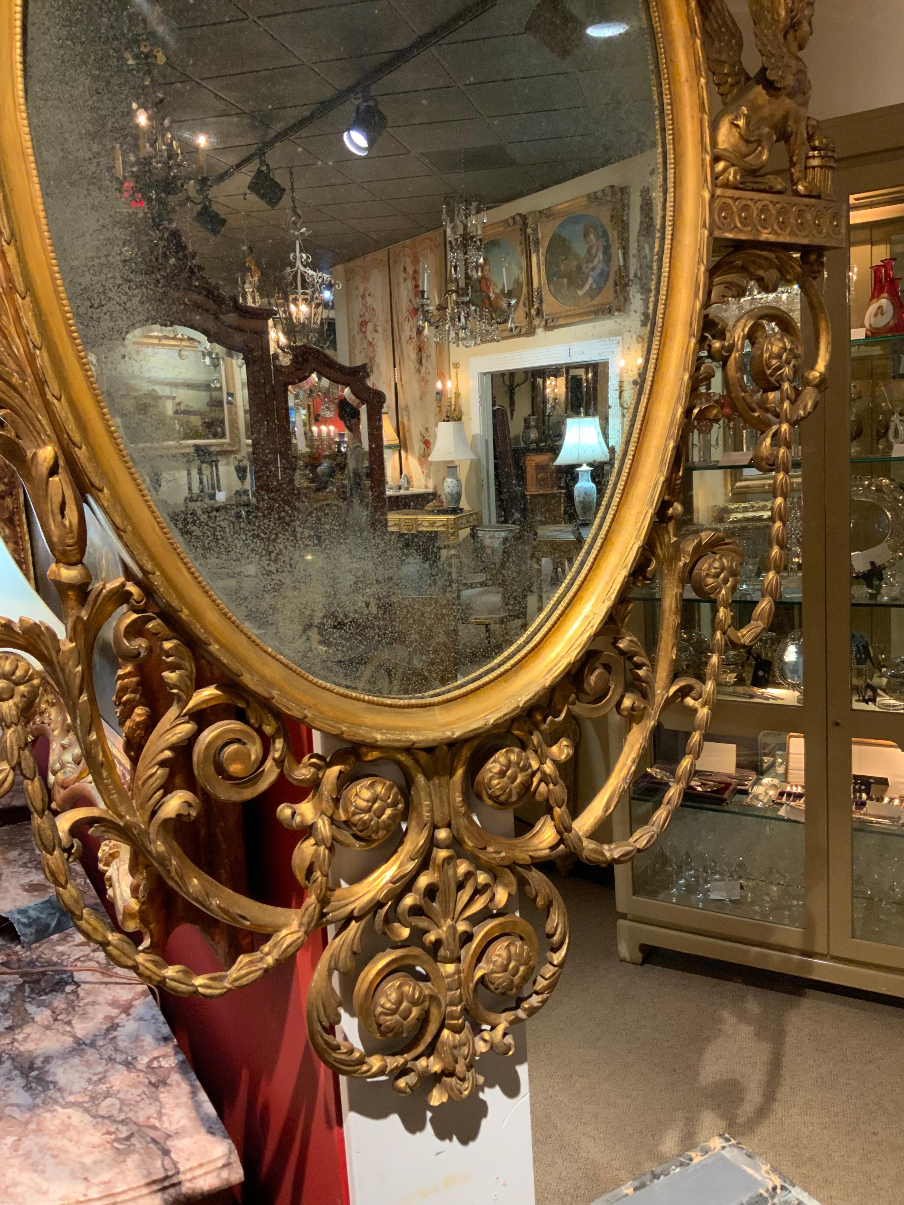 Français Miroir Empire en bois doré C.I.C. en vente