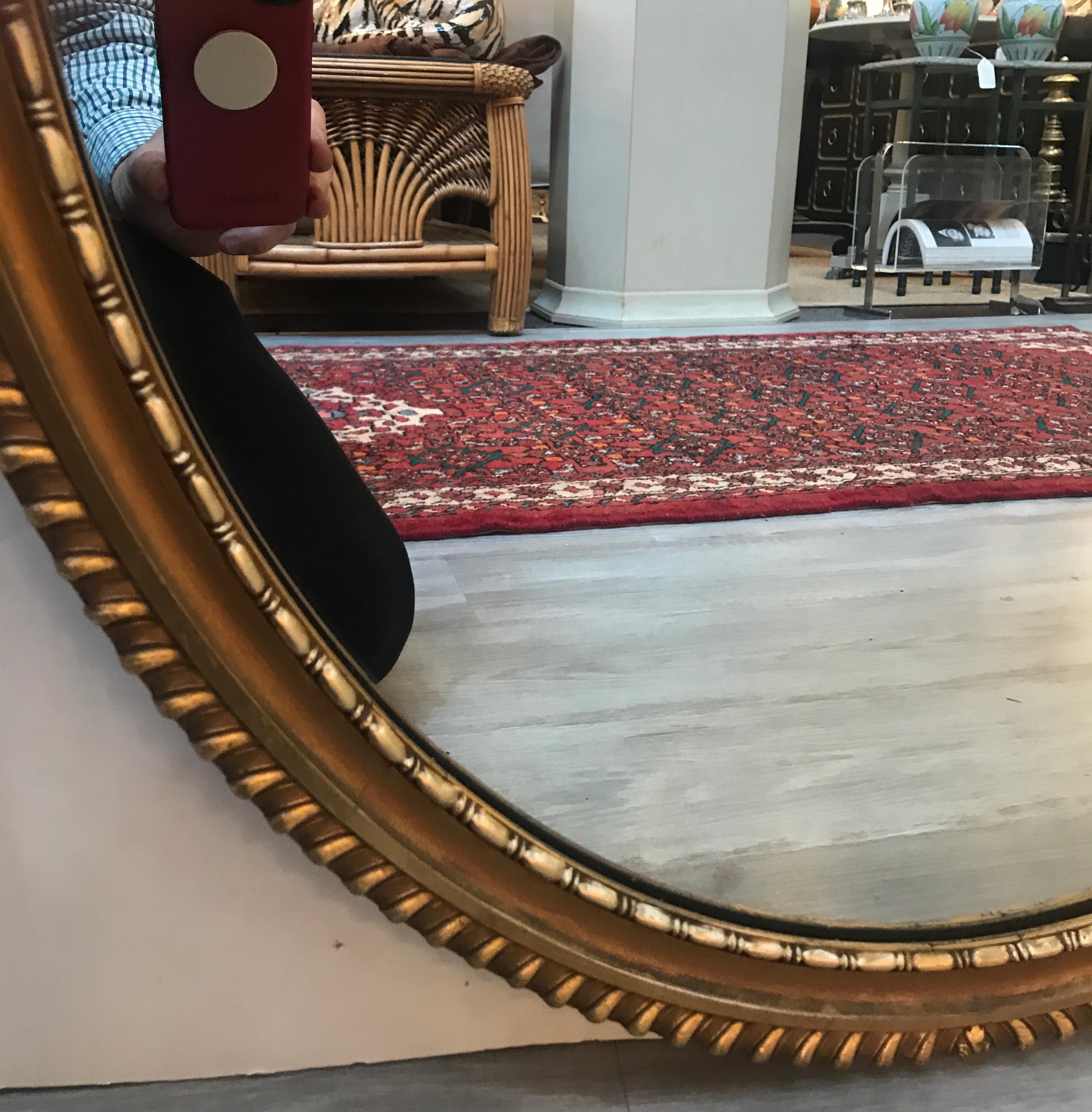 Giltwood English Adam Style Oval Wall Mirror 6