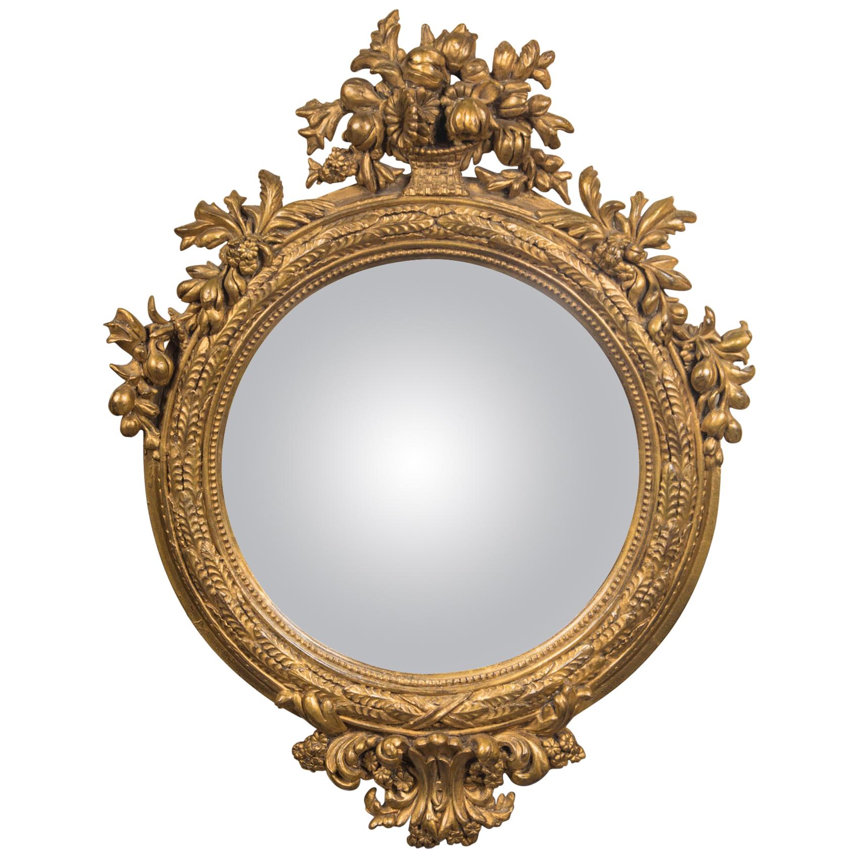 Giltwood English Regency Convex Mirror