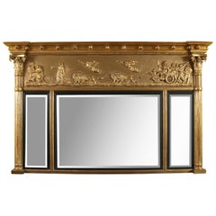 Giltwood English Regency Mirror with Neoclassical Scene