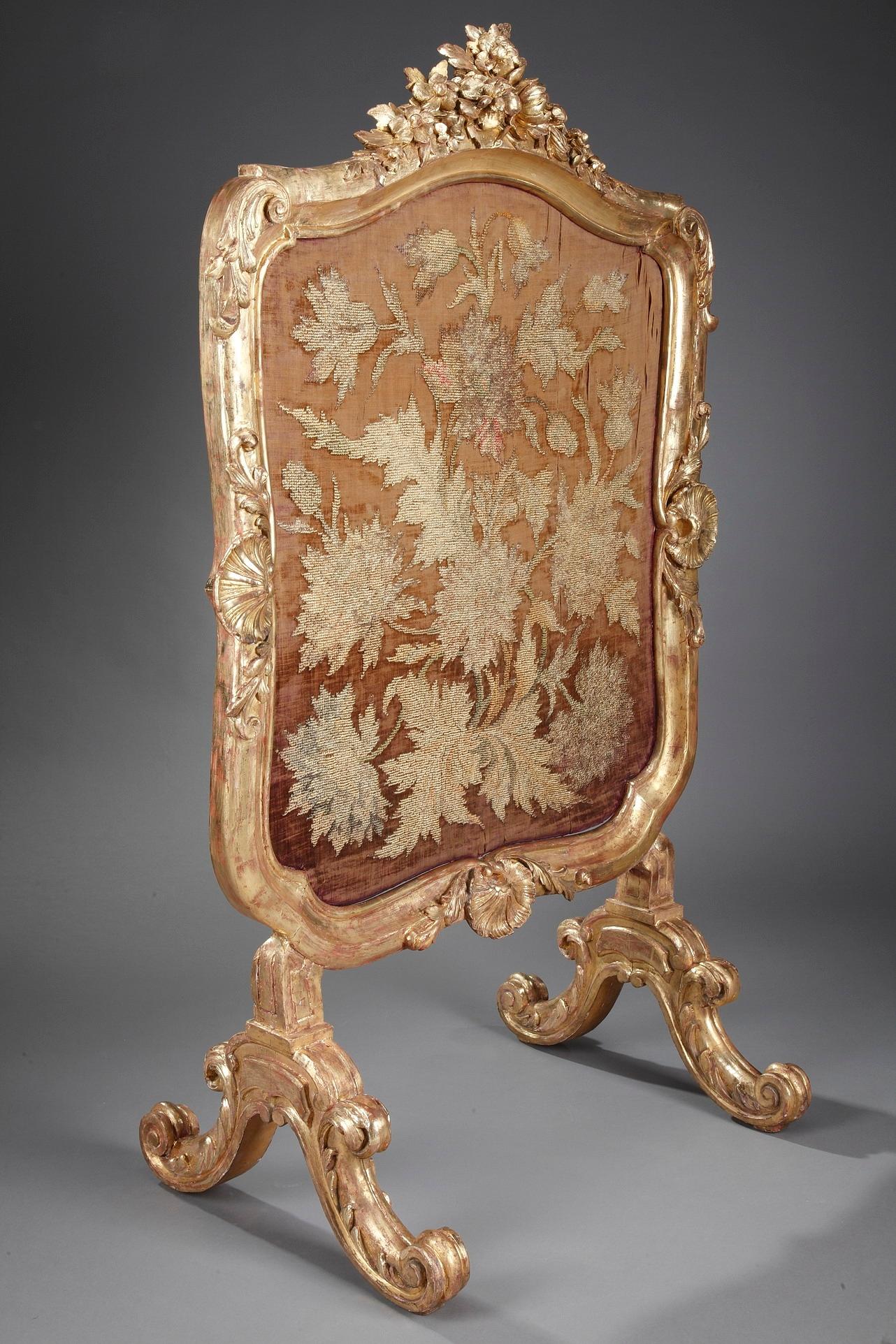 Giltwood Fire Screen in Louis XV-Style, Charles Mauricheau-Beaupré Collection 7