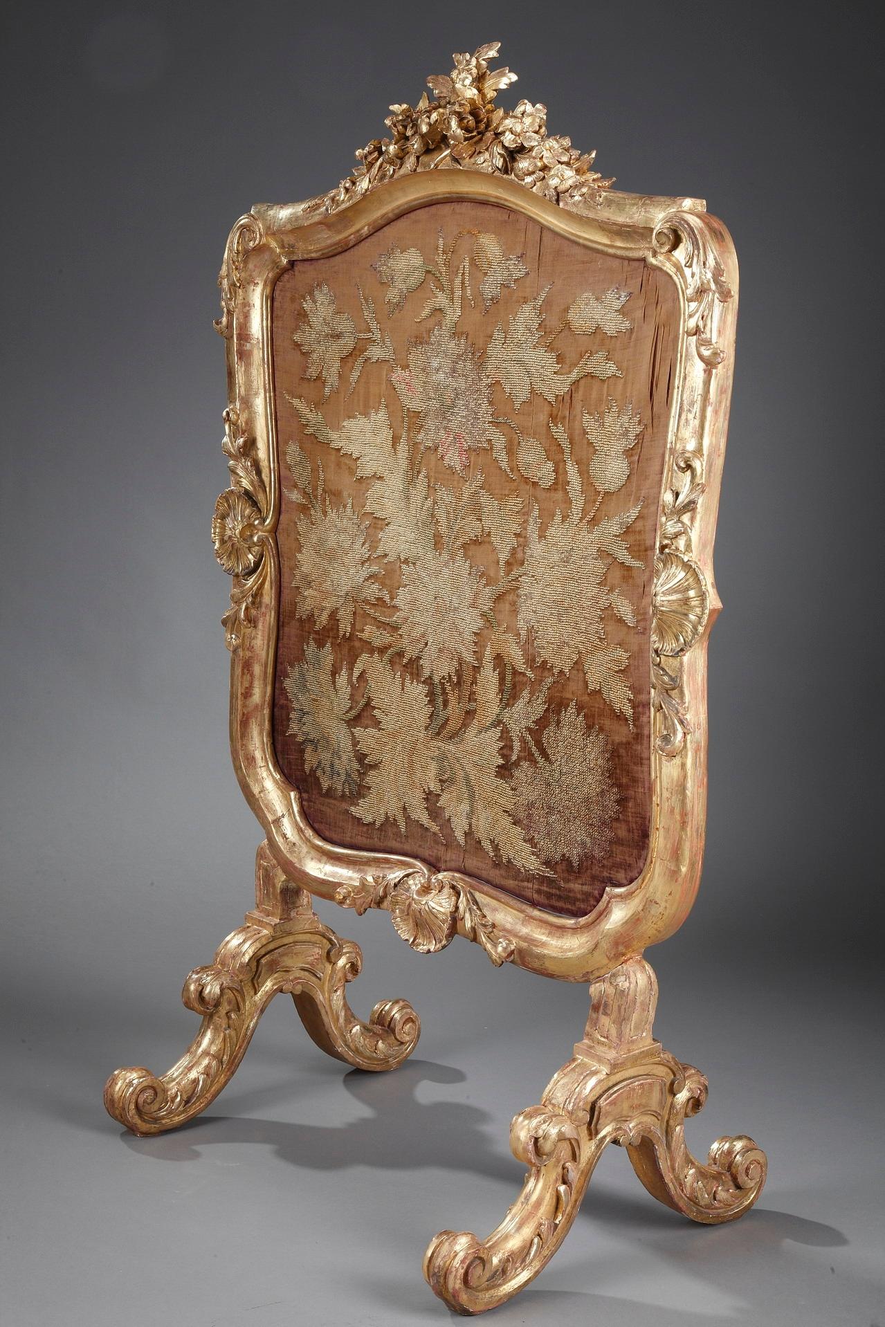 Giltwood Fire Screen in Louis XV-Style, Charles Mauricheau-Beaupré Collection 11
