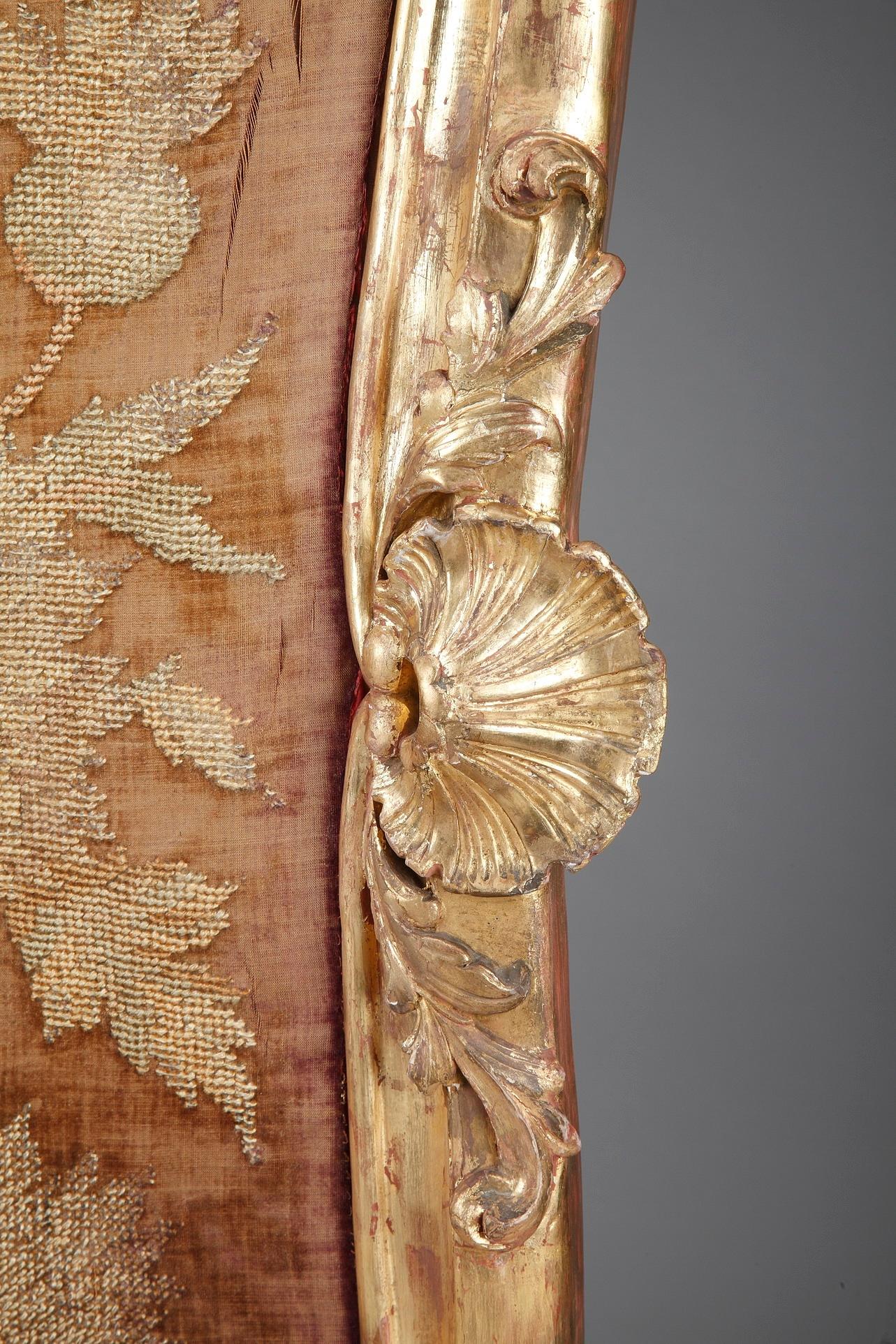 19th Century Giltwood Fire Screen in Louis XV-Style, Charles Mauricheau-Beaupré Collection