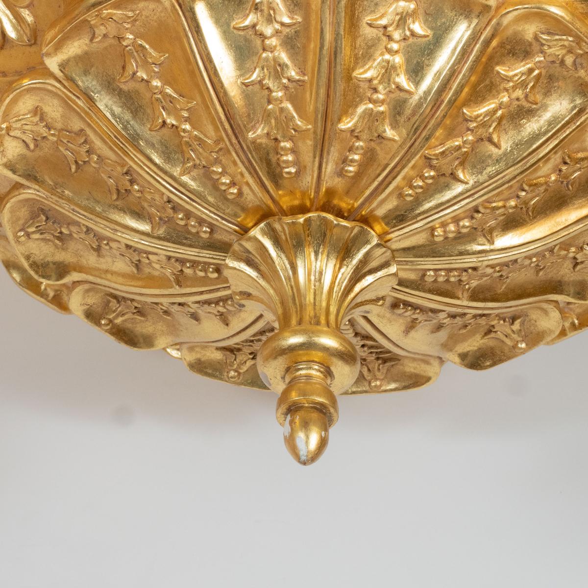 Giltwood Foliate Motif Bowl Pendant by Carlos Villegas In Excellent Condition For Sale In Tarrytown, NY