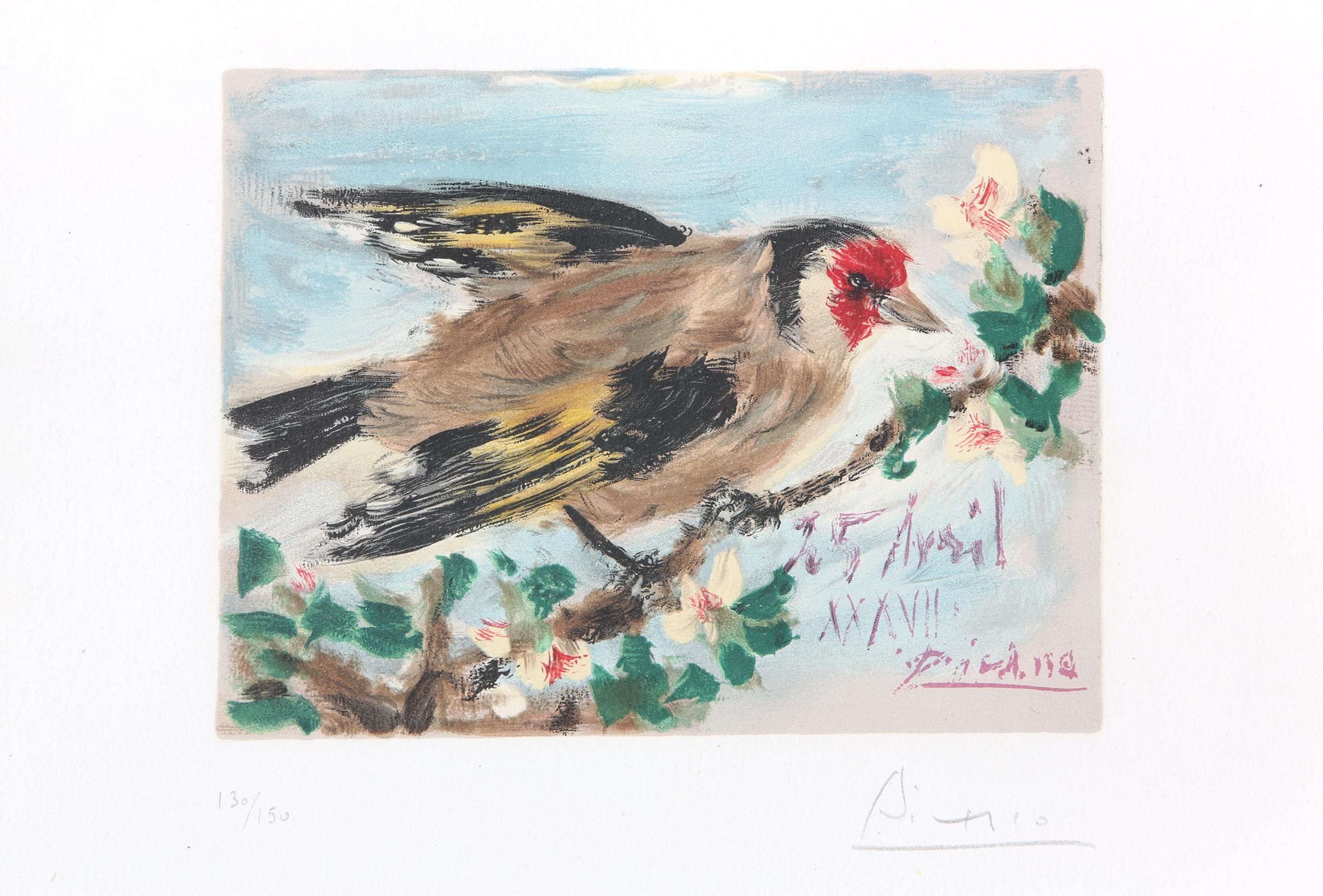 Européen Lithographie de Picasso « Le Oiseau » encadrée en bois doré en vente