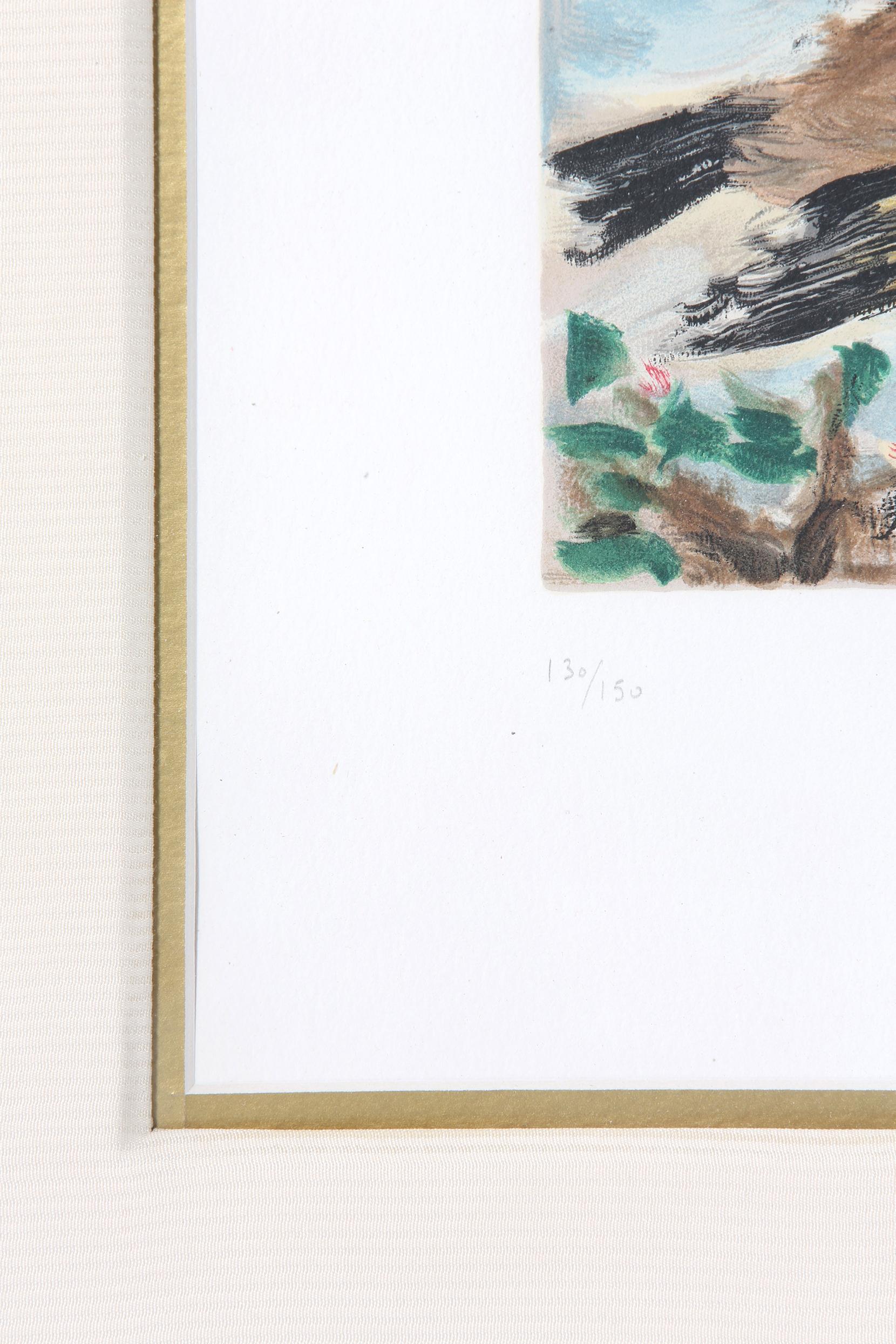 Milieu du XXe siècle Lithographie de Picasso « Le Oiseau » encadrée en bois doré en vente