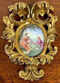 Giltwood Framed Limoges Enamel after François Boucher  'Shepherd's Idyll '