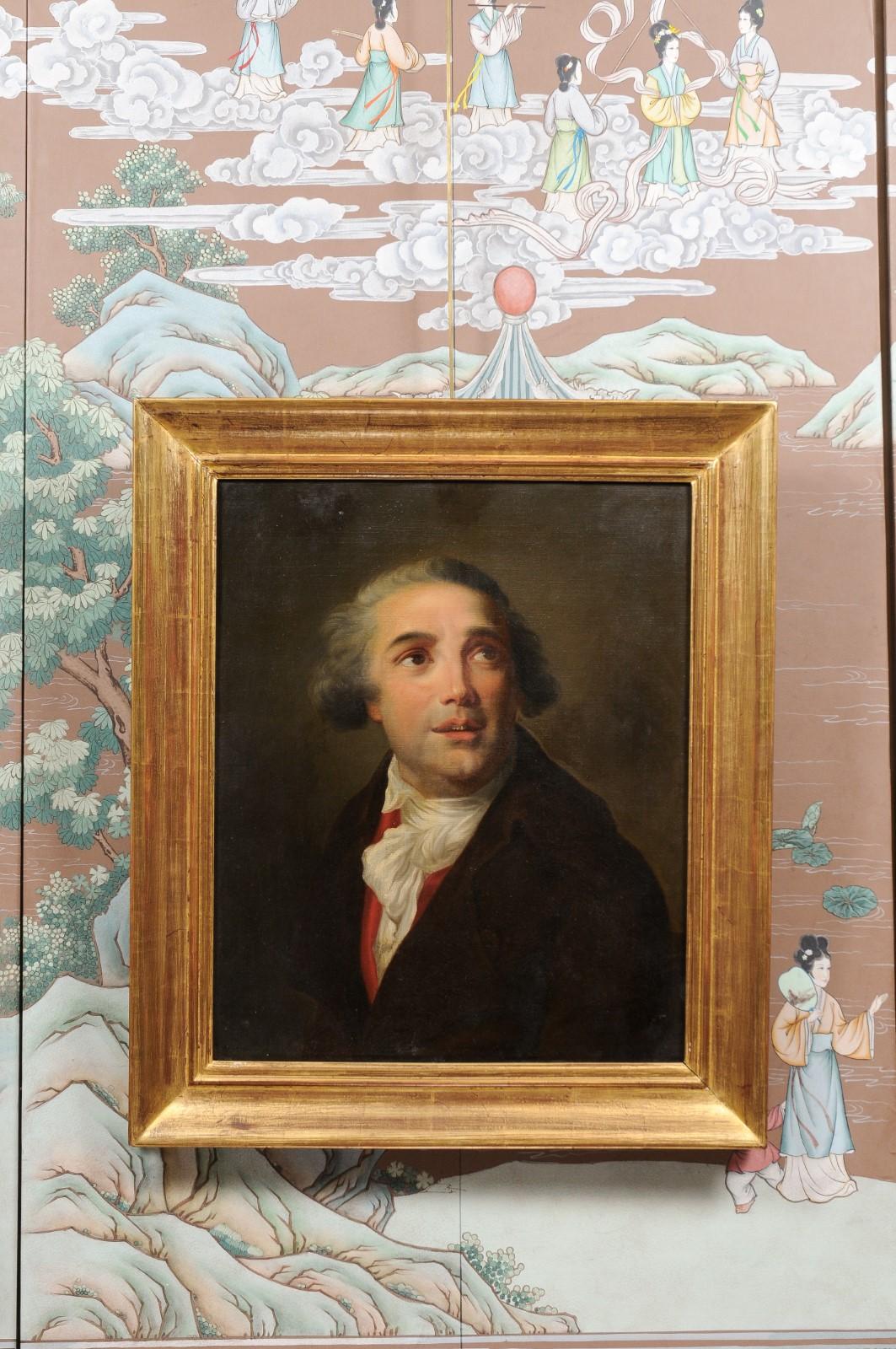 19th century oil on canvas portrait of a gentleman in giltwood frame.