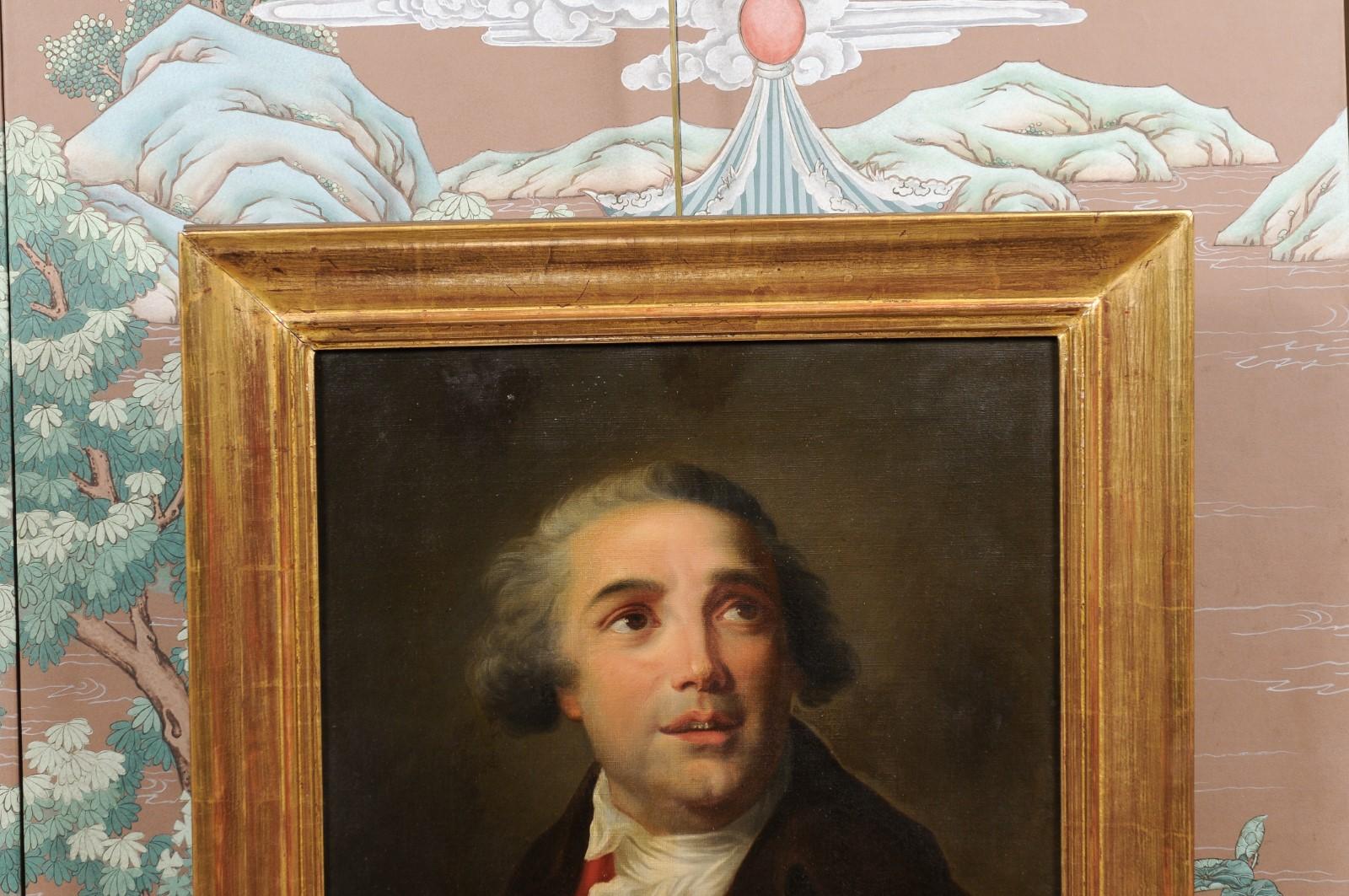 Giltwood Framed Oil on Canvas Portrait of a Gentleman, 19th Century In Good Condition In Atlanta, GA