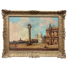 Giltwood Framed Oil Painting “Plaza San Marco” by William G. Meadows