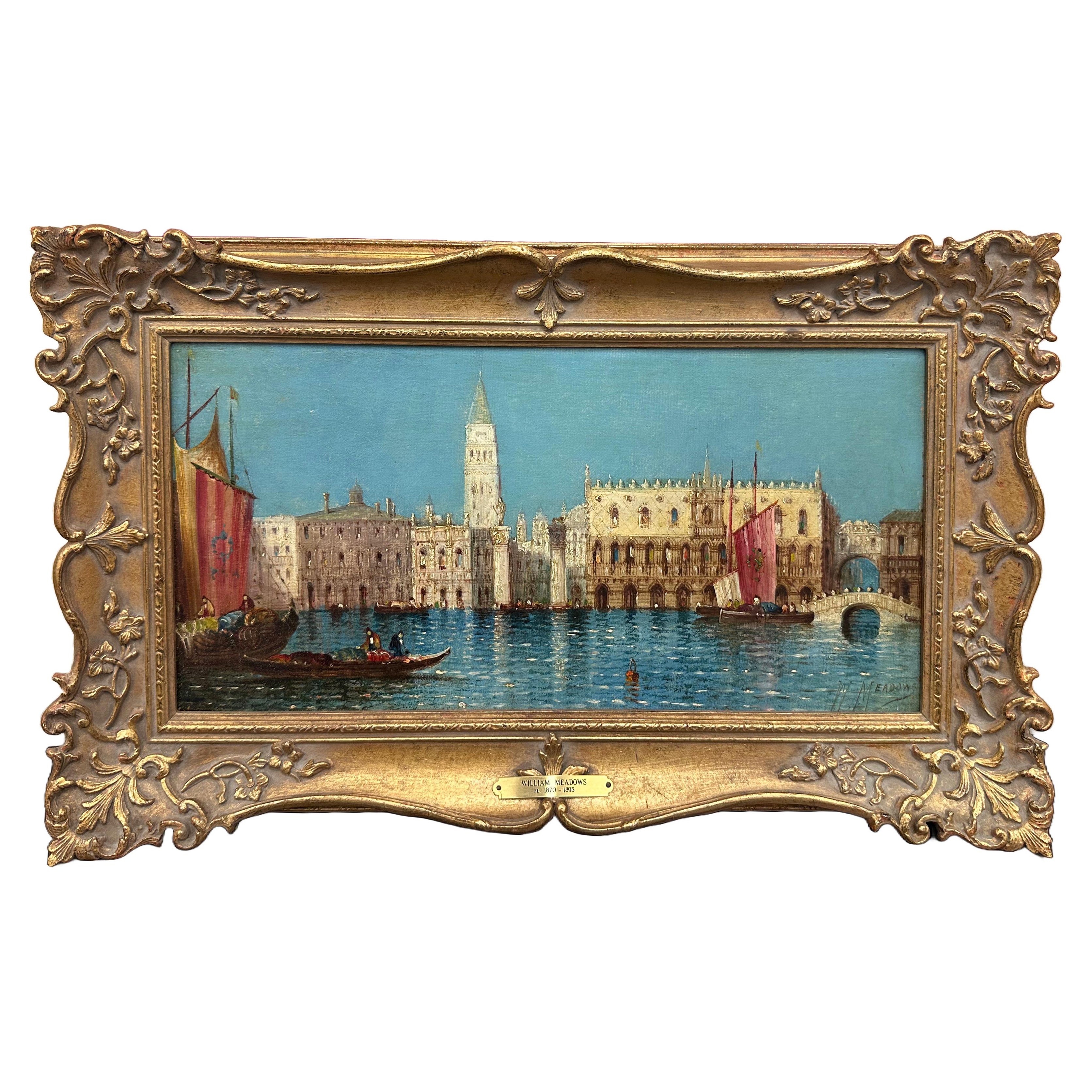 Giltwood Framed Oil Painting William G. Meadows Venice Canal