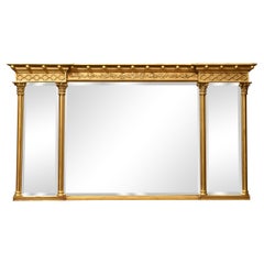 Giltwood Framed Three Plate Overmantel Mirror