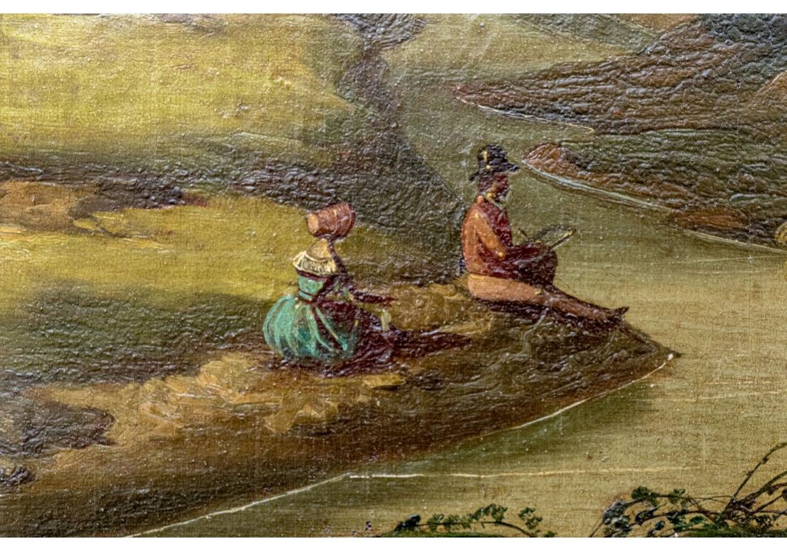 Miroir Trumeau encadré de bois doré avec scène pastorale, vers 1800 1800 en vente 7