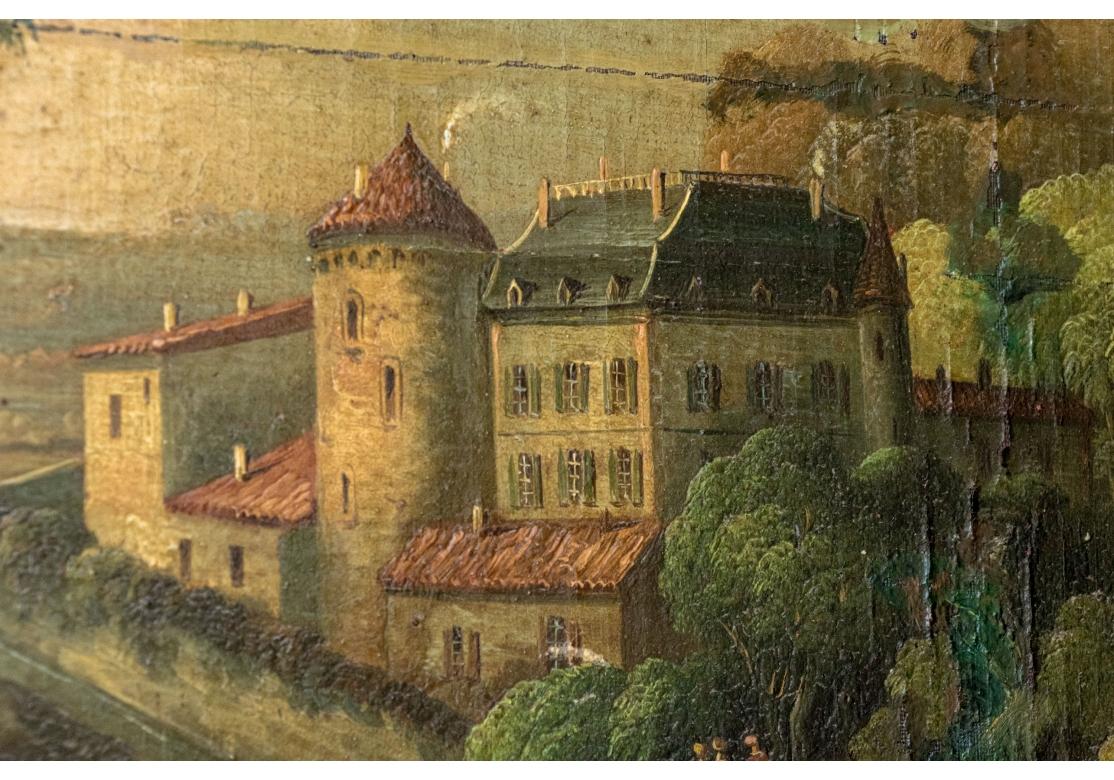 Miroir Trumeau encadré de bois doré avec scène pastorale, vers 1800 1800 en vente 8