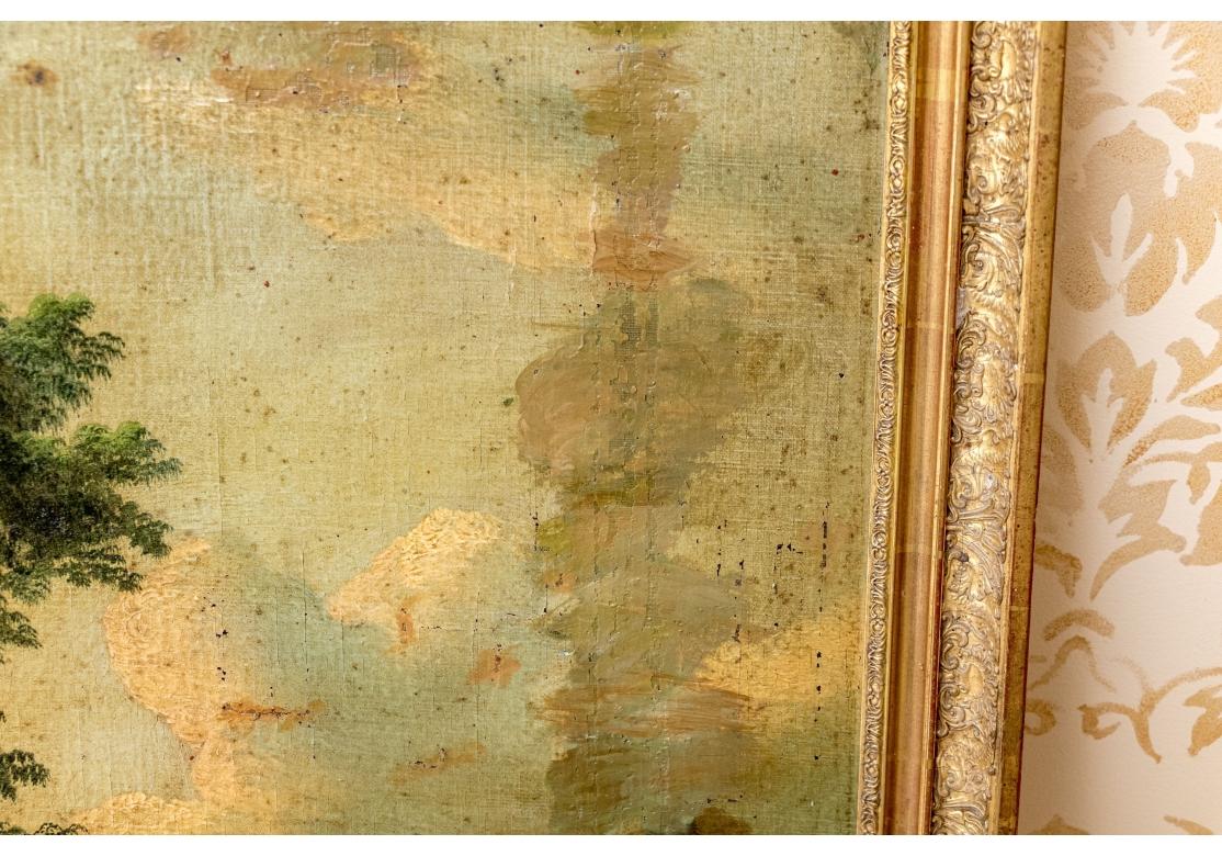 Miroir Trumeau encadré de bois doré avec scène pastorale, vers 1800 1800 en vente 9