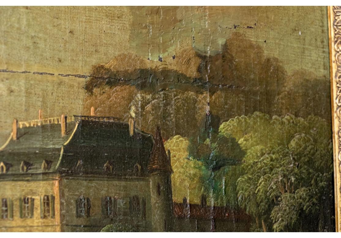 Miroir Trumeau encadré de bois doré avec scène pastorale, vers 1800 1800 en vente 11