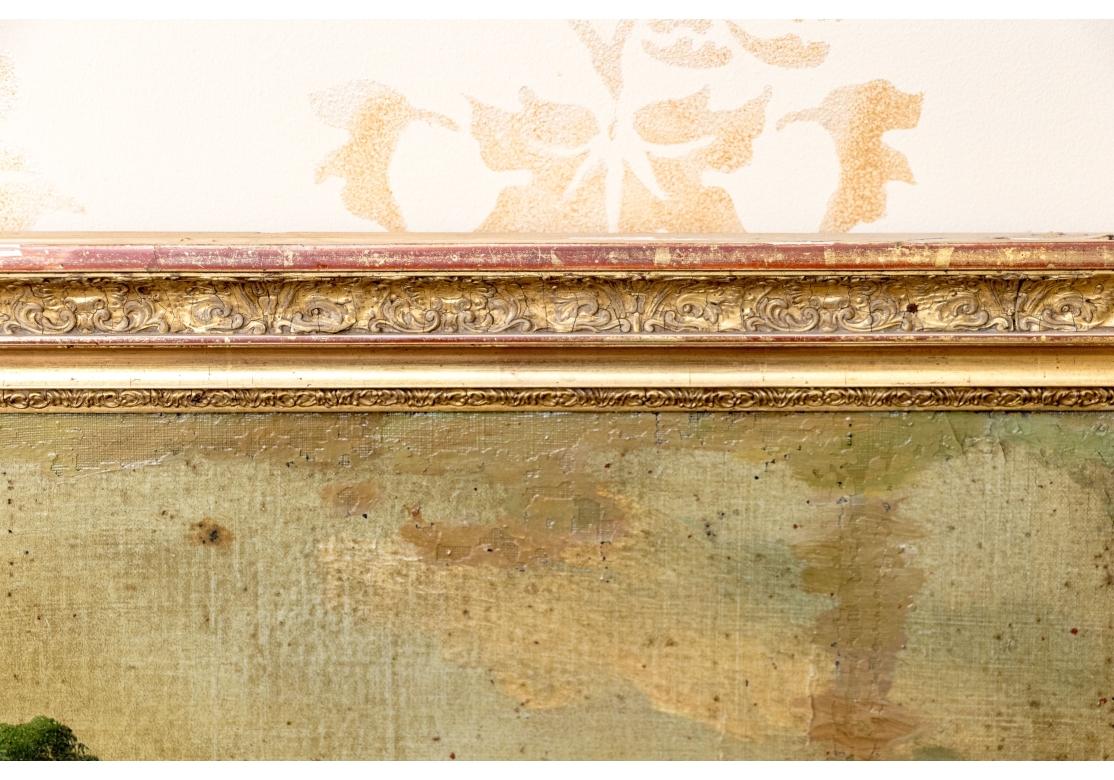 Sculpté Miroir Trumeau encadré de bois doré avec scène pastorale, vers 1800 1800 en vente