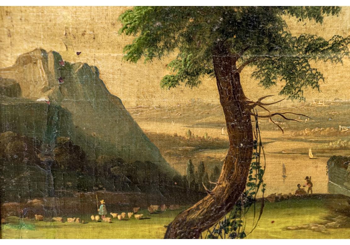 Miroir Trumeau encadré de bois doré avec scène pastorale, vers 1800 1800 en vente 1