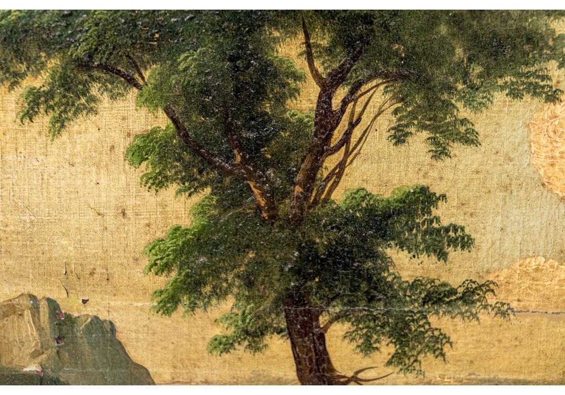 Miroir Trumeau encadré de bois doré avec scène pastorale, vers 1800 1800 en vente 2