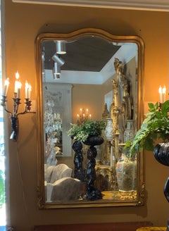Giltwood French Charles X Style Mirror with Beveled Plate, large and majestic