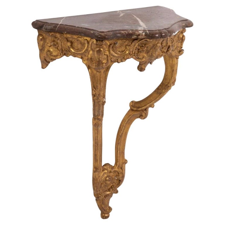 Giltwood French Console with Marble Top For Sale at 1stDibs