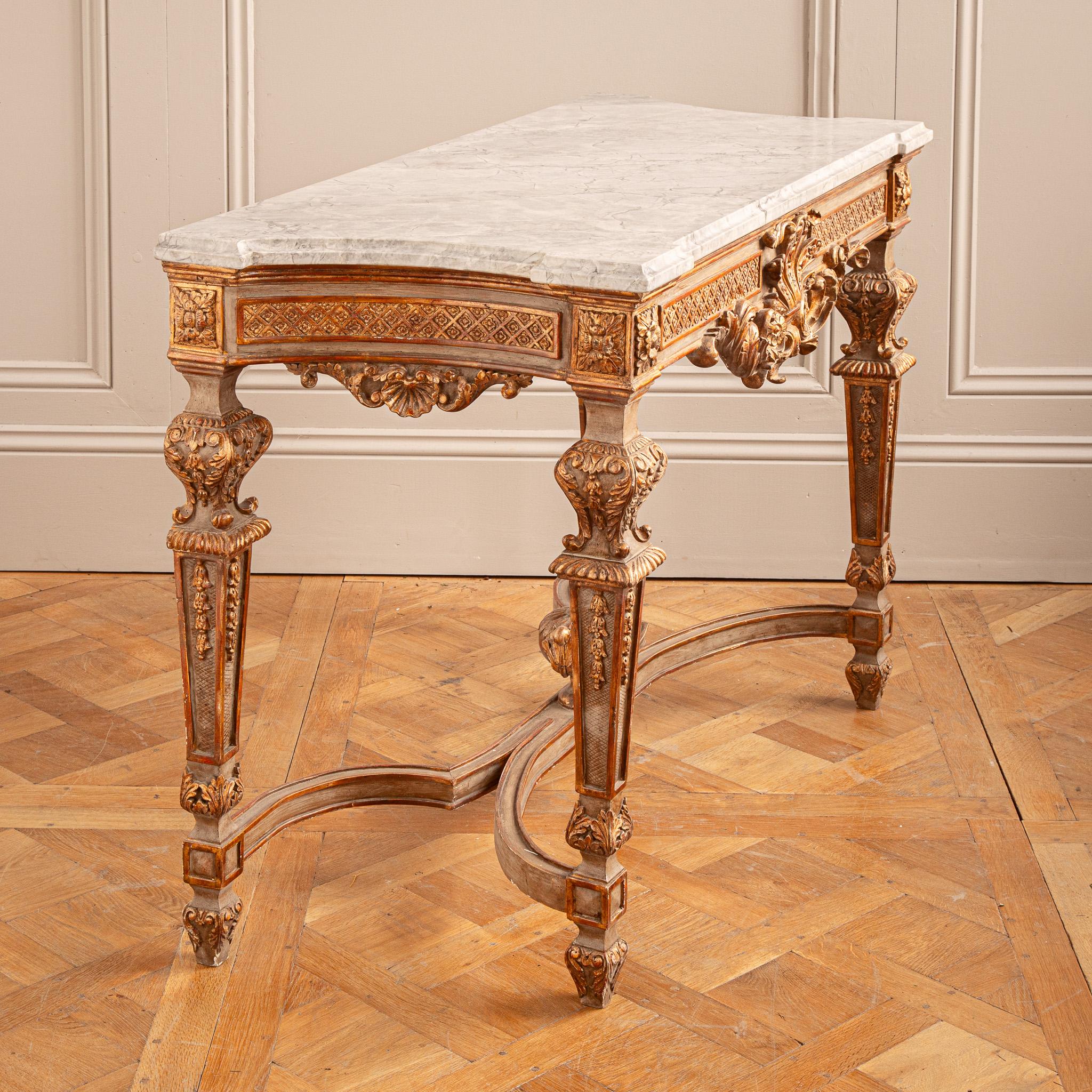 Französische Konsole aus vergoldetem Holz im Louis XIV.-Stil, hergestellt von La Maison London (Marmor) im Angebot