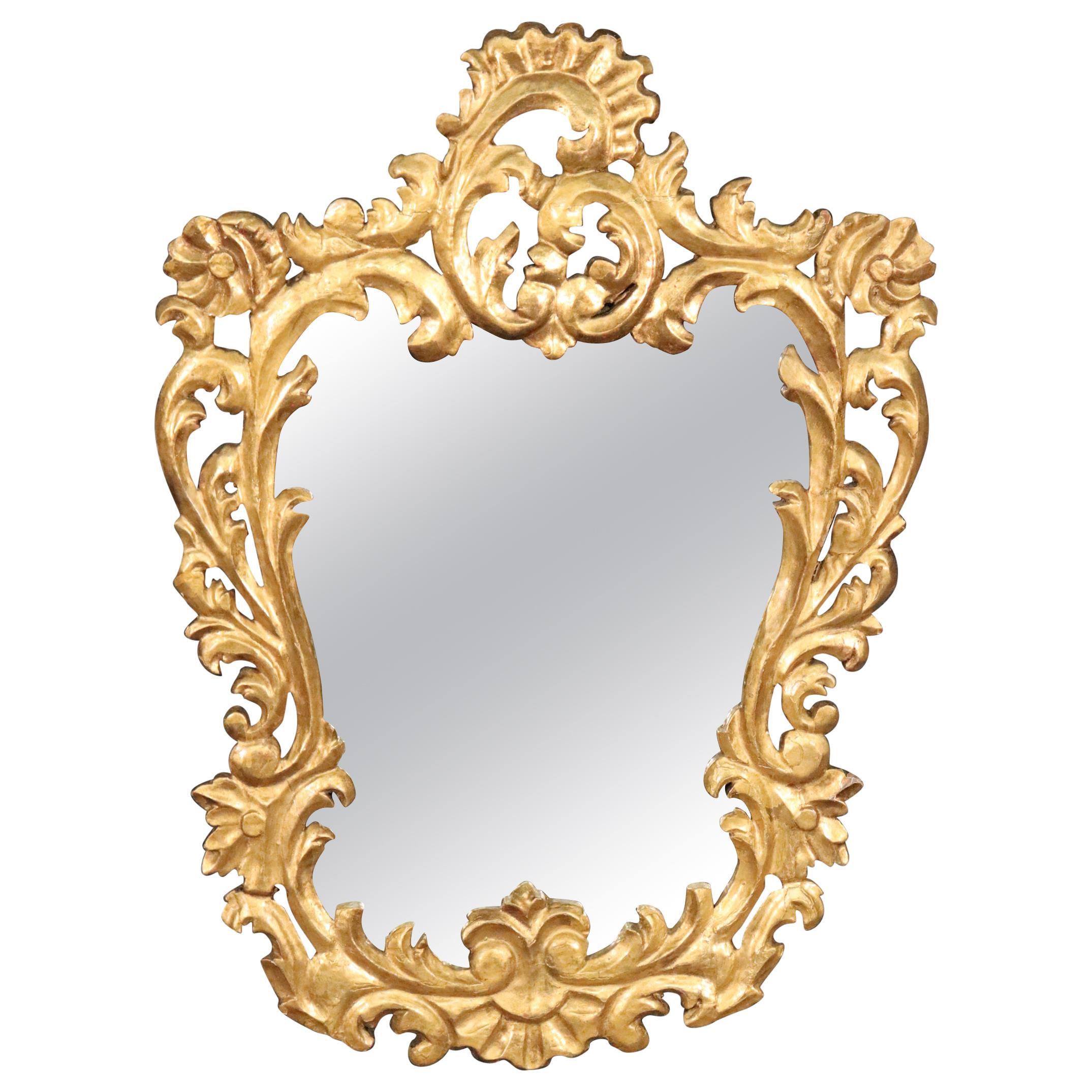 Giltwood French Rococo Wall Mirror, circa 1940s