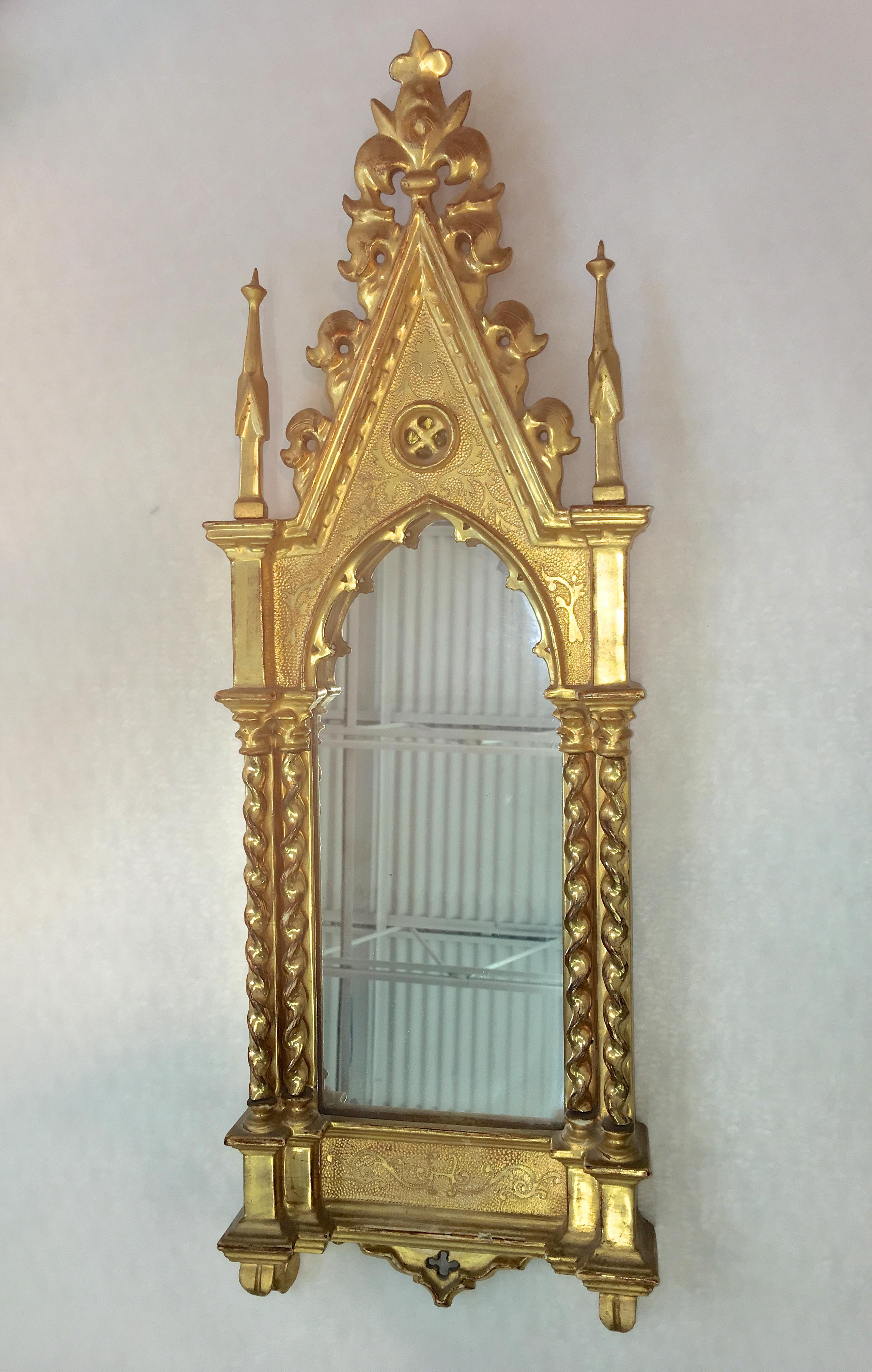 Mid-19th Century Giltwood Grand Tour Framed Gothic Mirror