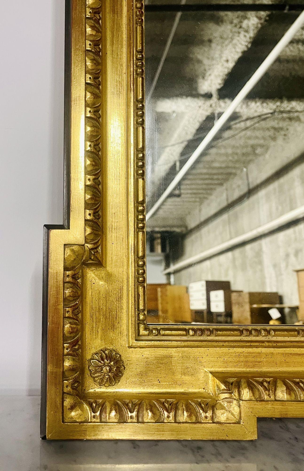 Vergoldetes Holz, Hollywood Regency-Wandspiegel, Kaminsimsspiegel, Konsole, Pier, Waschtisch (20. Jahrhundert) im Angebot