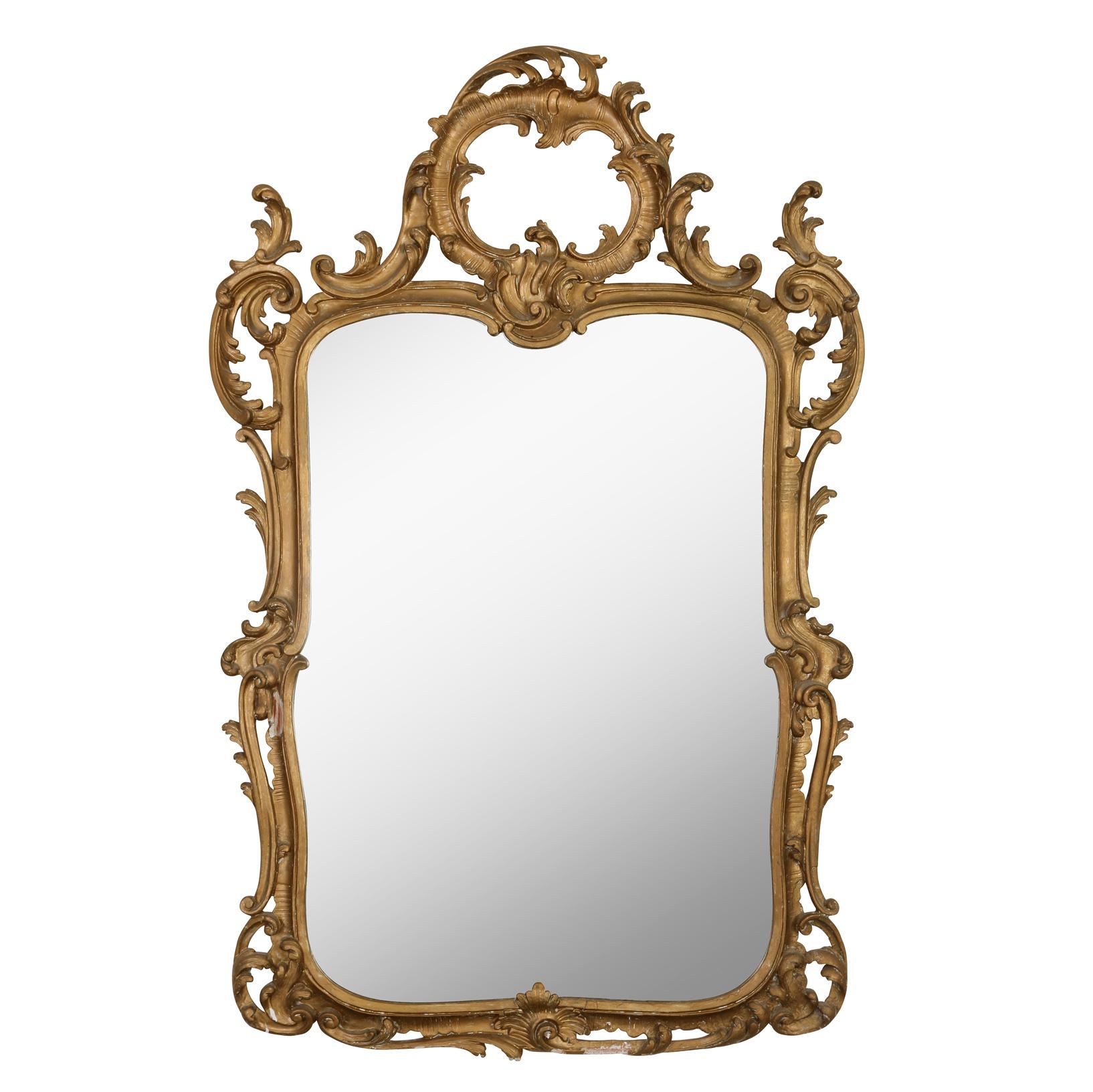 Miroir italien en bois doré avec patine Bon état - En vente à Locust Valley, NY