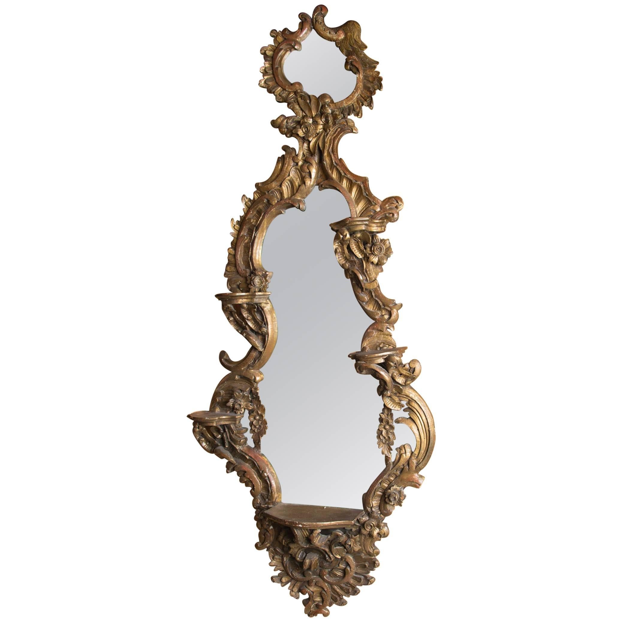 Giltwood Italian Roccoco Mirror For Sale