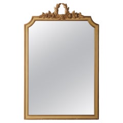 Antique Giltwood Laurel 
Rose Crest Mirror