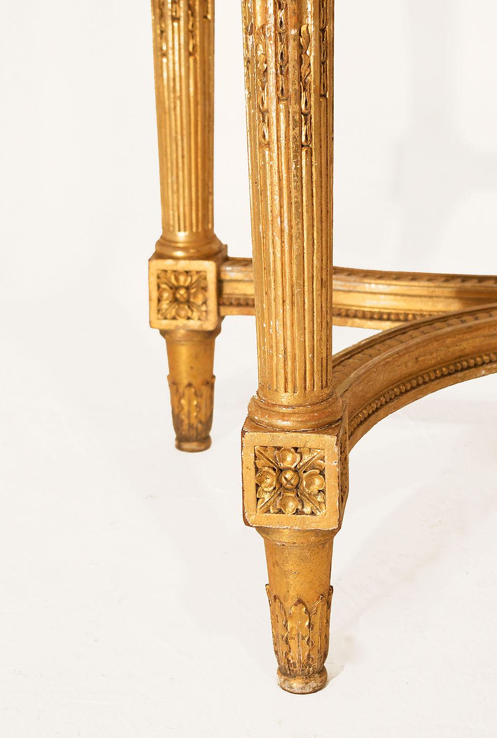 Giltwood Louis XVI Style Console, Grey Brèche Marble, 19th Century In Good Condition In Saint-Ouen, FR