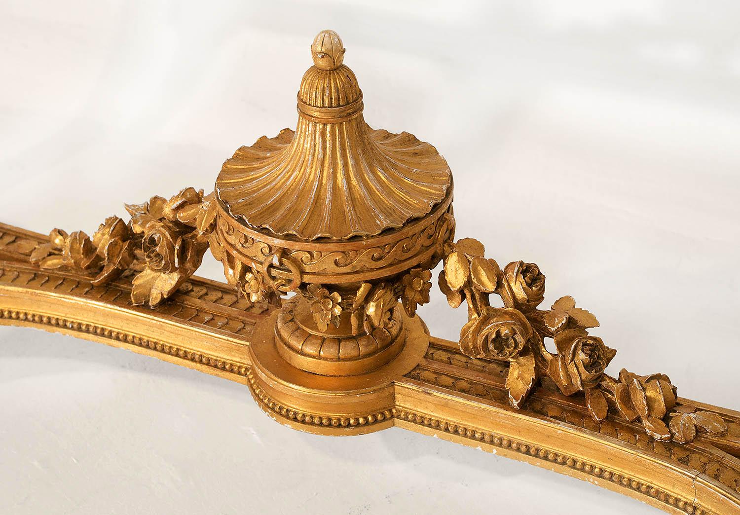 Giltwood Louis XVI Style Console, Grey Brèche Marble, 19th Century 2
