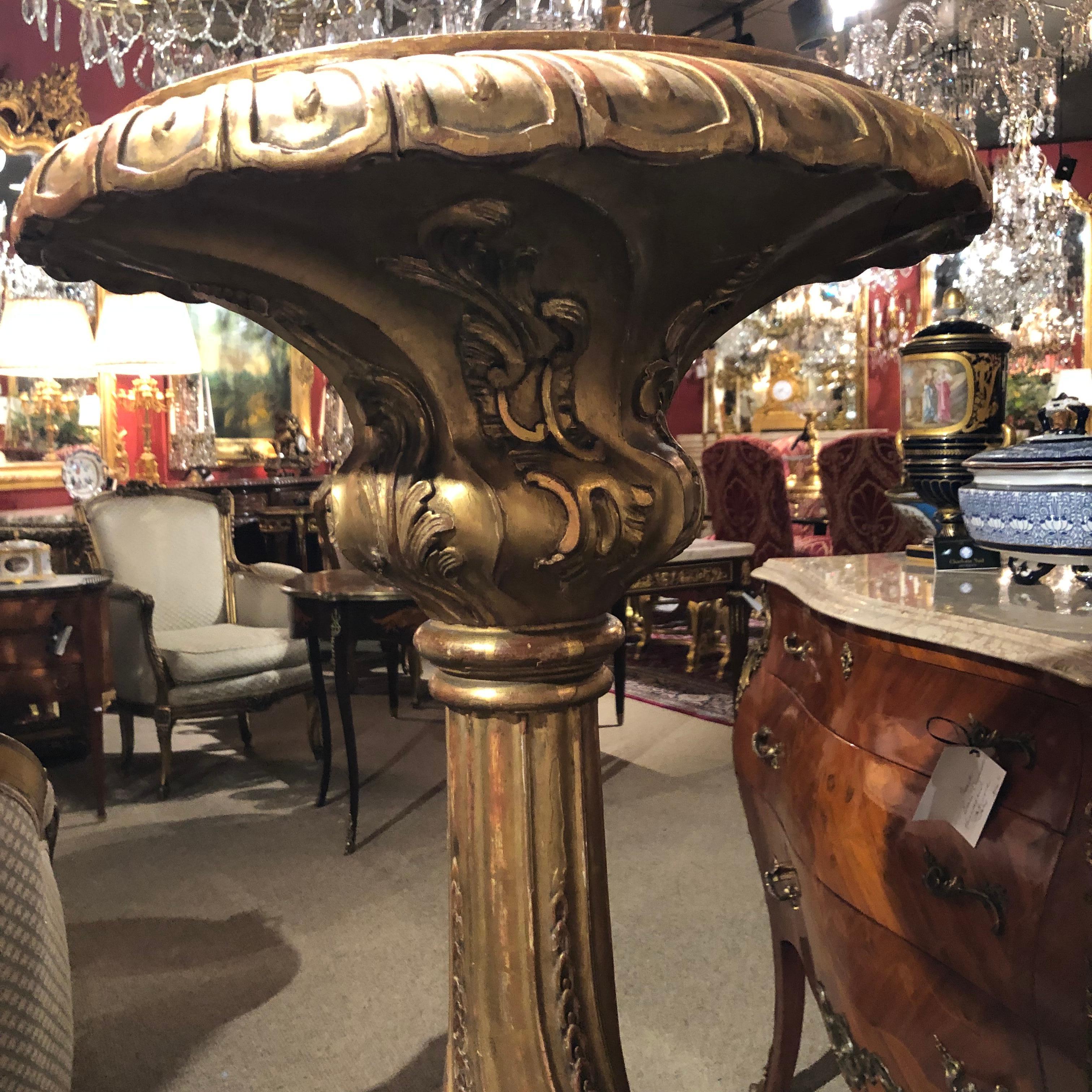 French Giltwood Louis XVI Style Pedestal, 19th Century For Sale