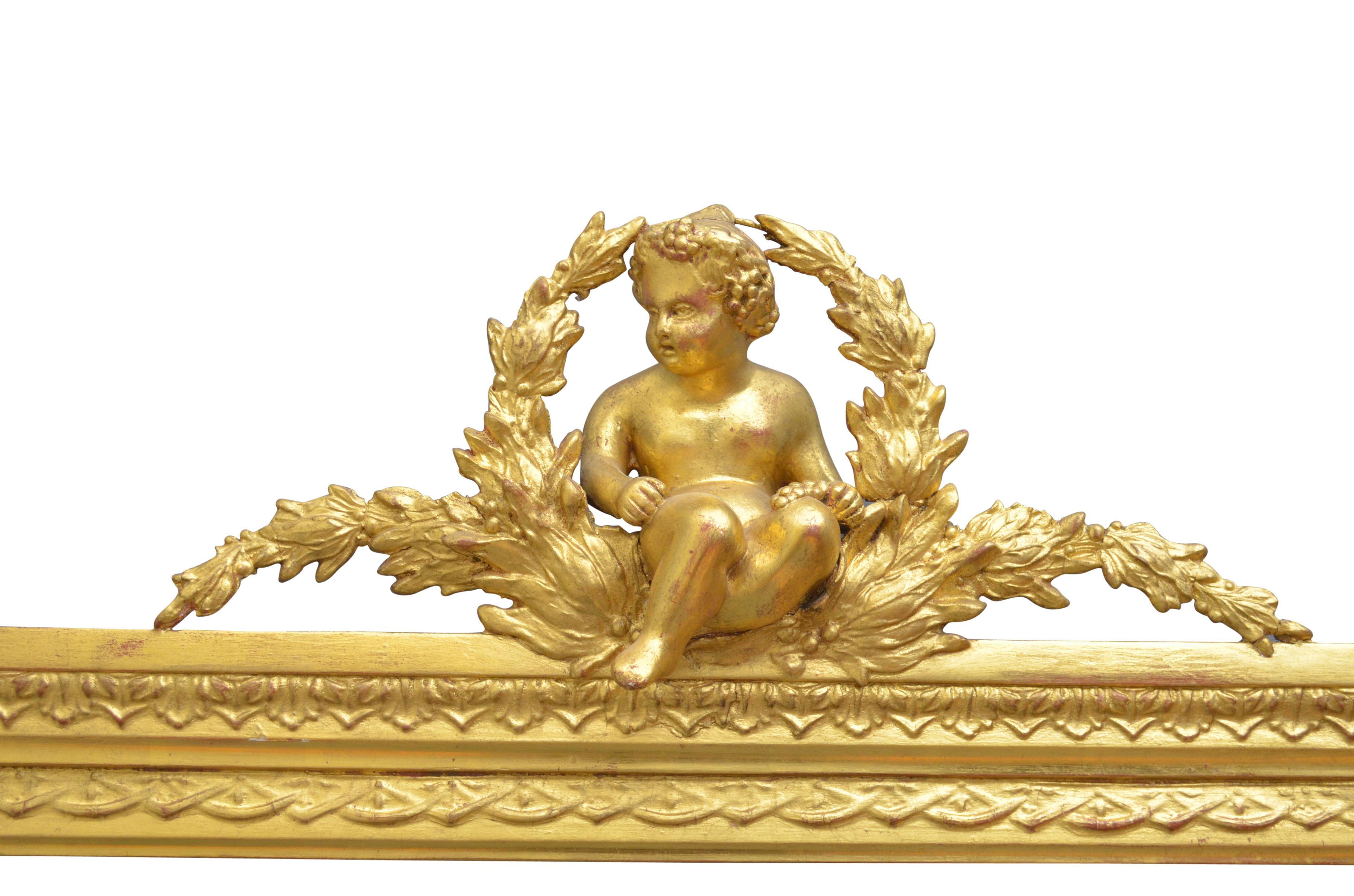 Kaminsimsspiegel aus vergoldetem Holz (20. Jahrhundert) im Angebot