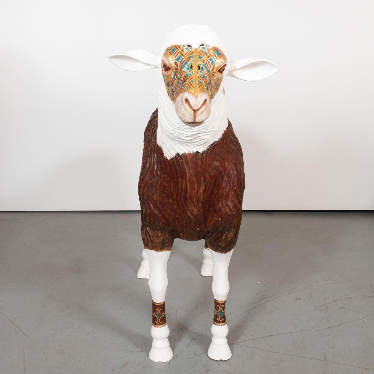 Giltwood Masked Sheep by Carlos Villegas In Excellent Condition For Sale In Tarrytown, NY