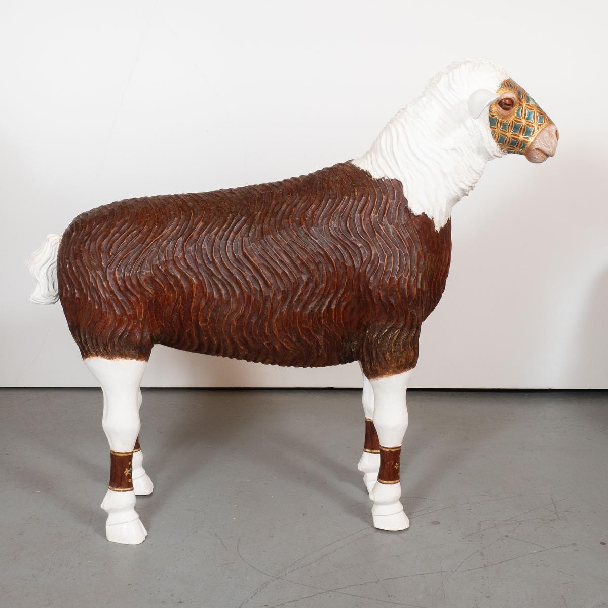 Contemporary Giltwood Masked Sheep by Carlos Villegas For Sale