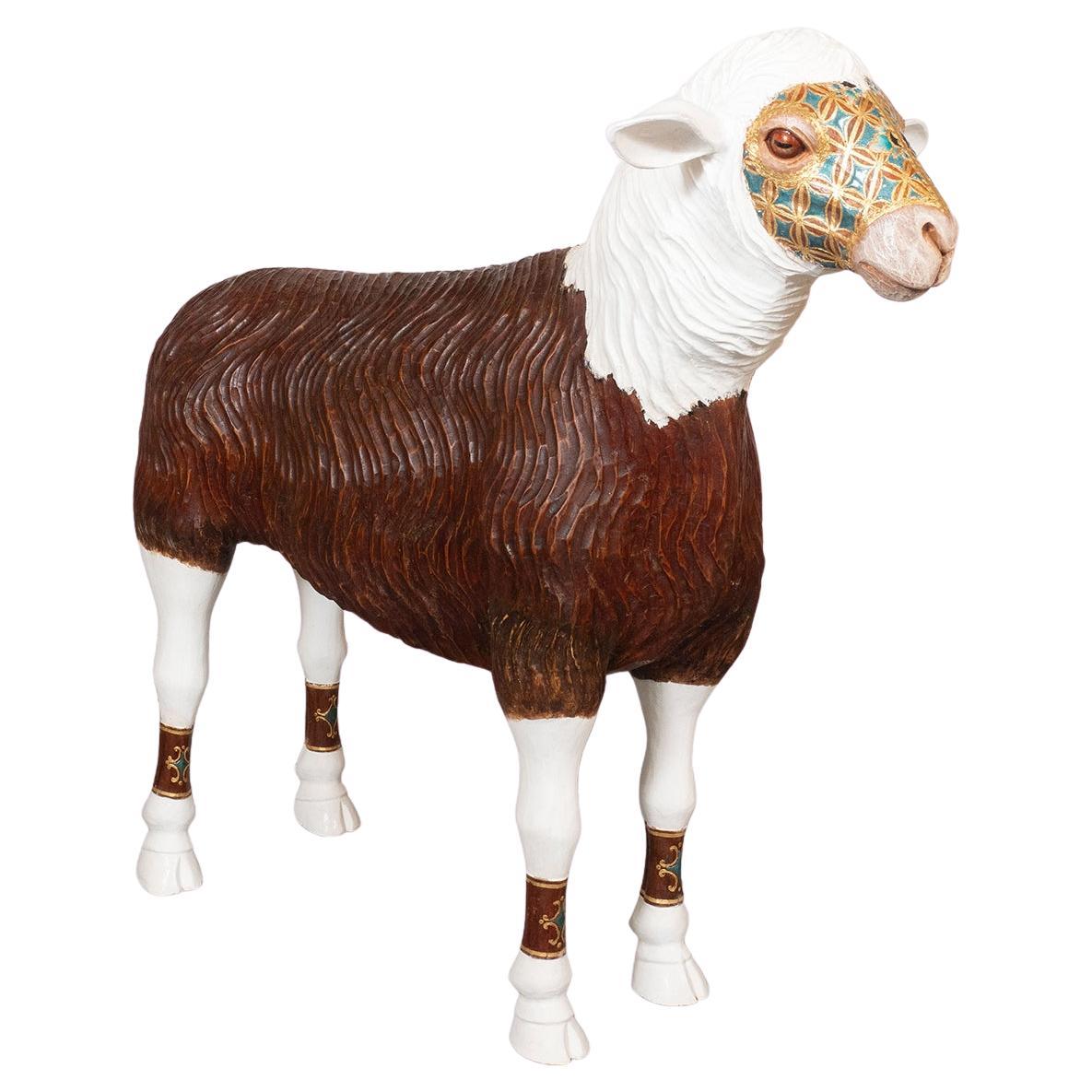 Maskierte Schafe aus vergoldetem Holz von Carlos Villegas im Angebot