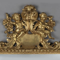 Baroque Revival Giltwood Mirror with Allegory of Seasons, Italy, 1860